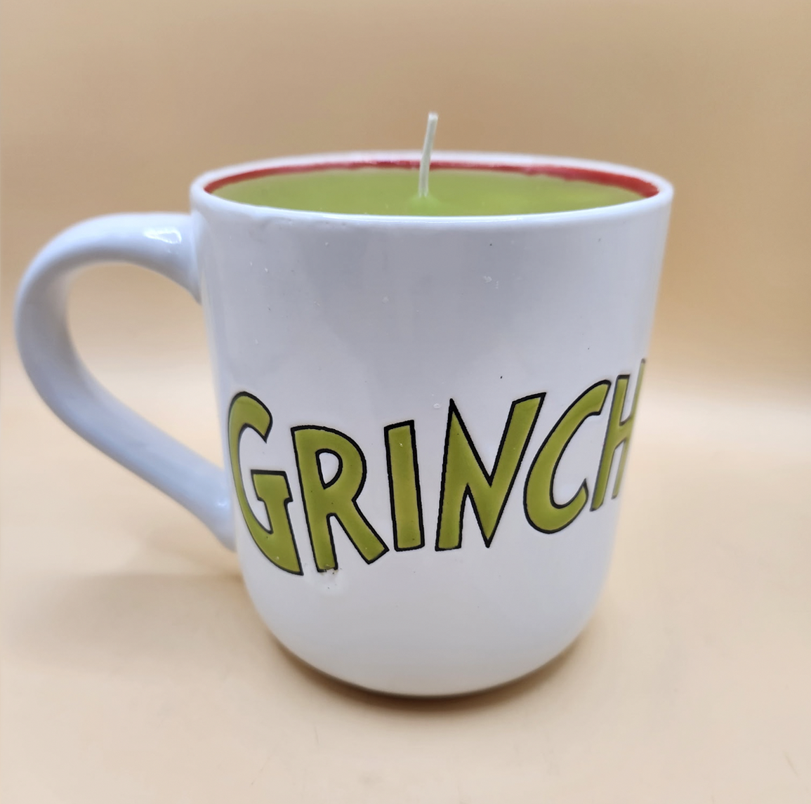 Grinch Christmas Mug Candle