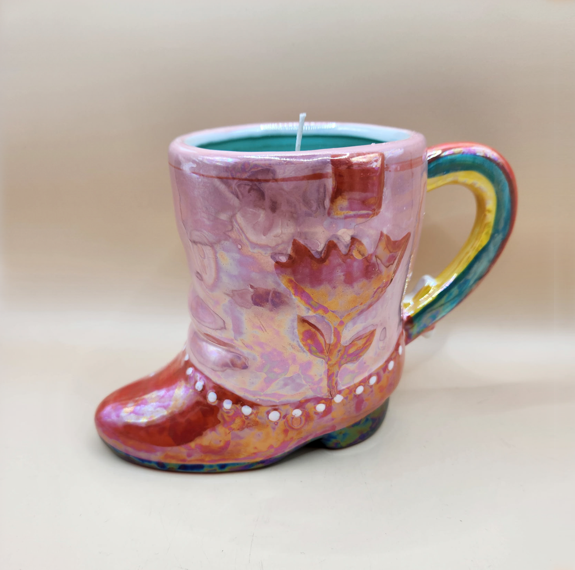 Boot-shaped Ceramic Candle