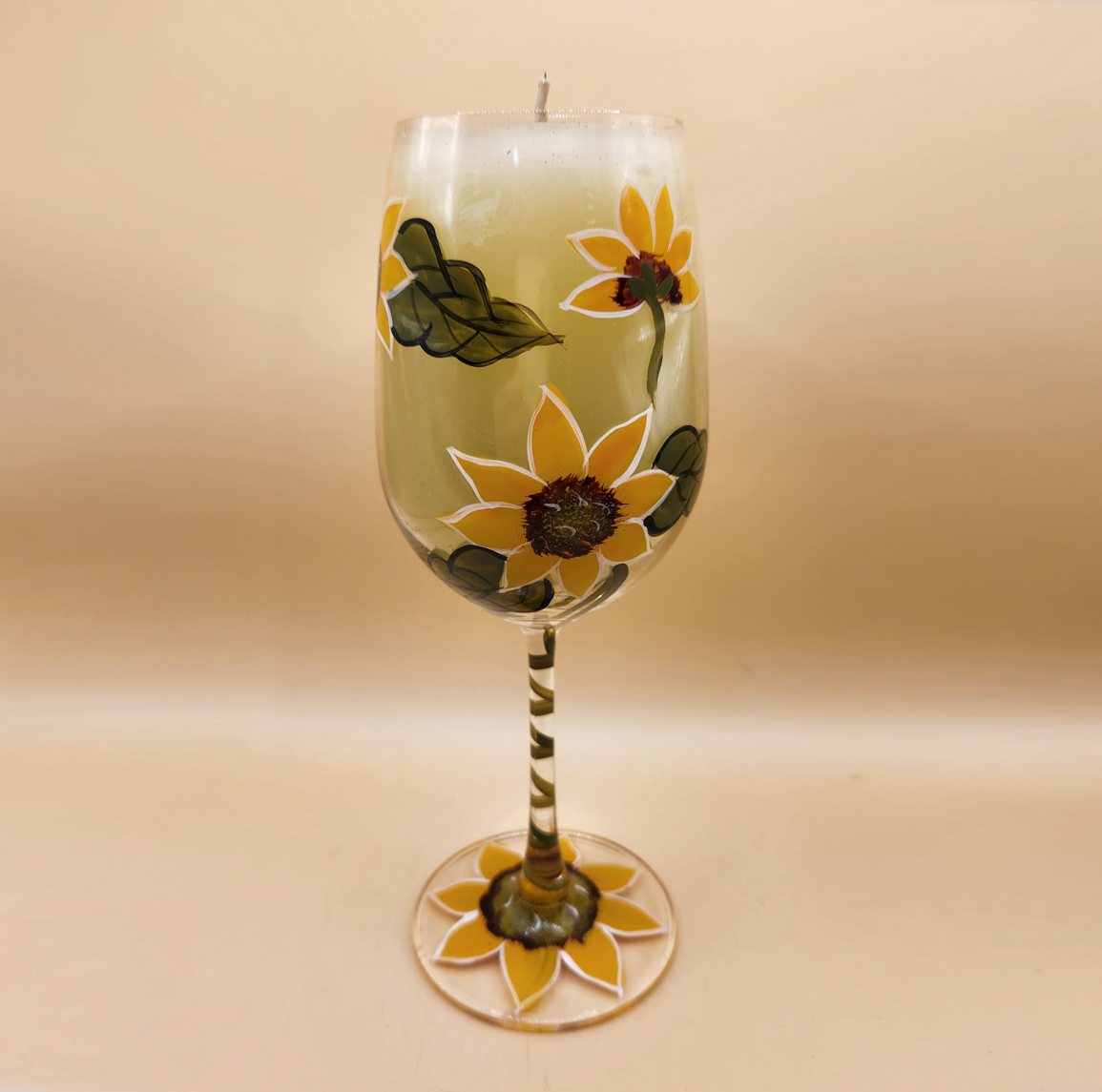 Hand-painted Sunflower Candle Glass