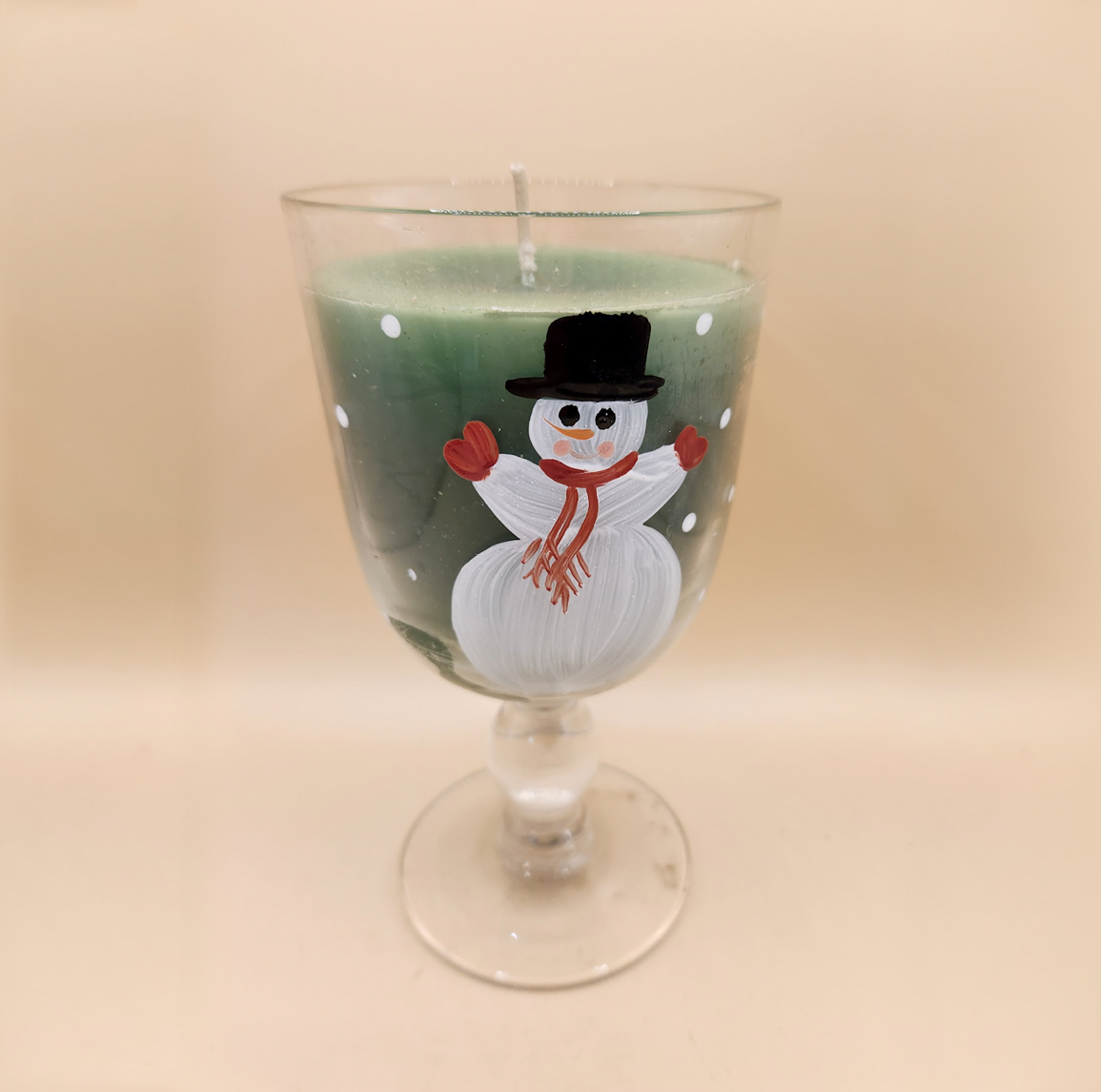 Hand-painted Snowman Candle