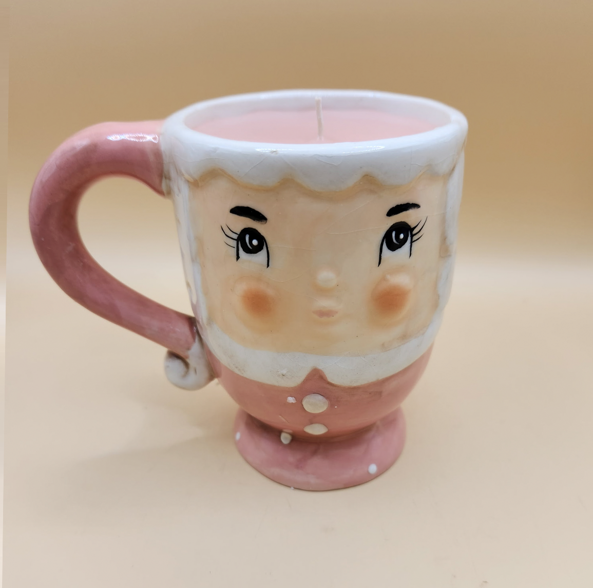 Handmade Mrs. Claus Mug Candle