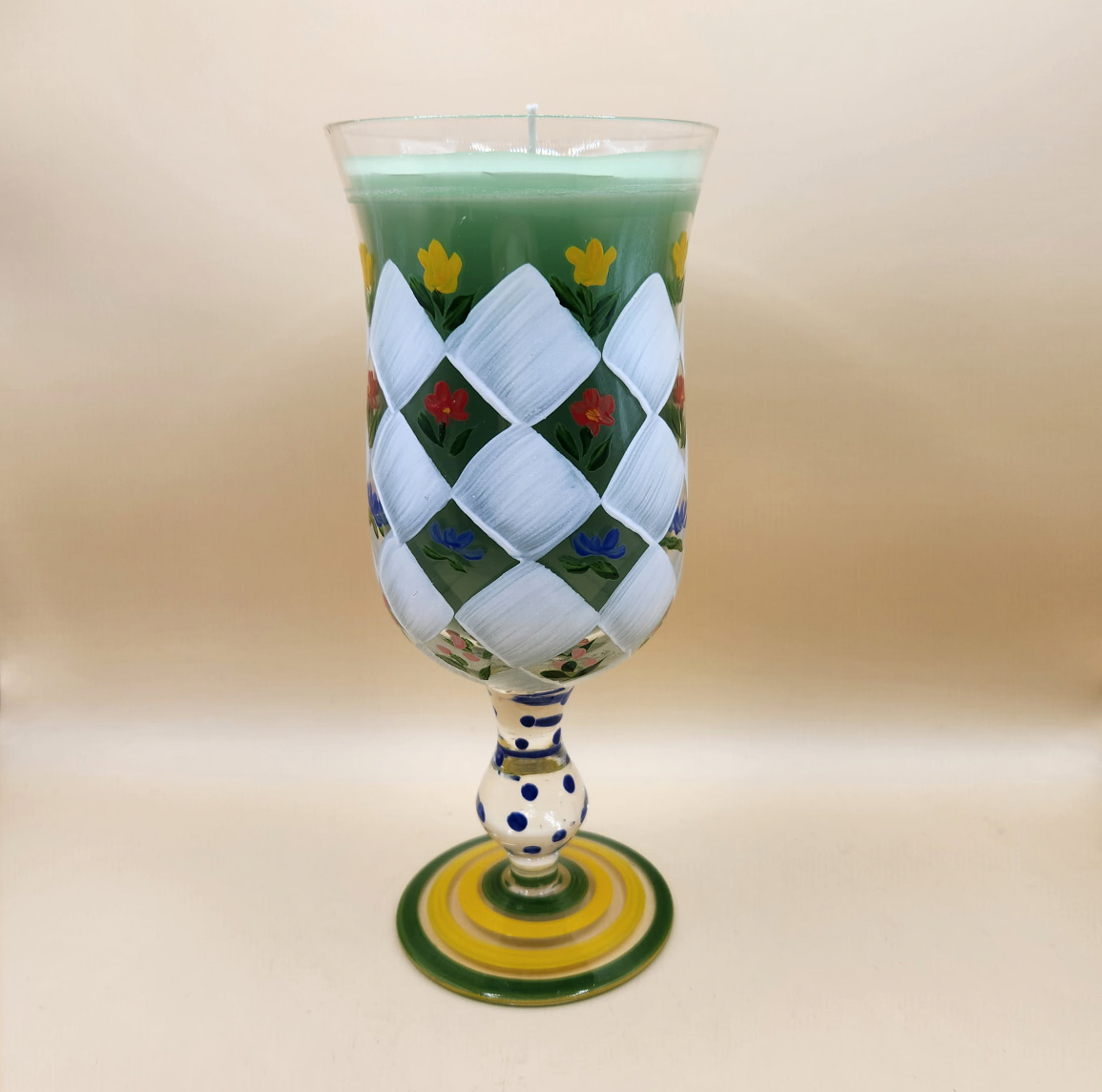 Hand-painted decorative candle glass