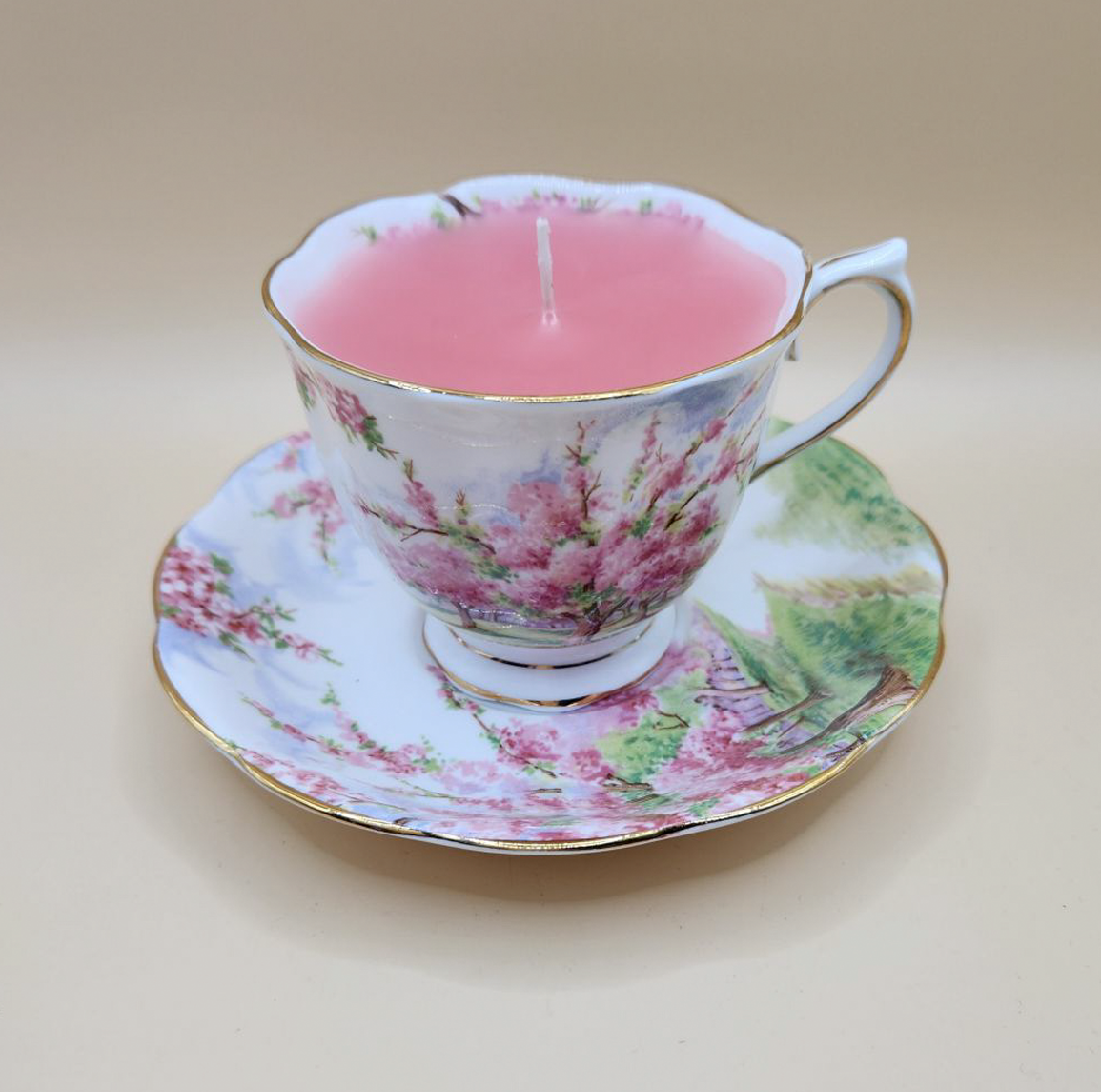 Vintage Floral Teacup Candle