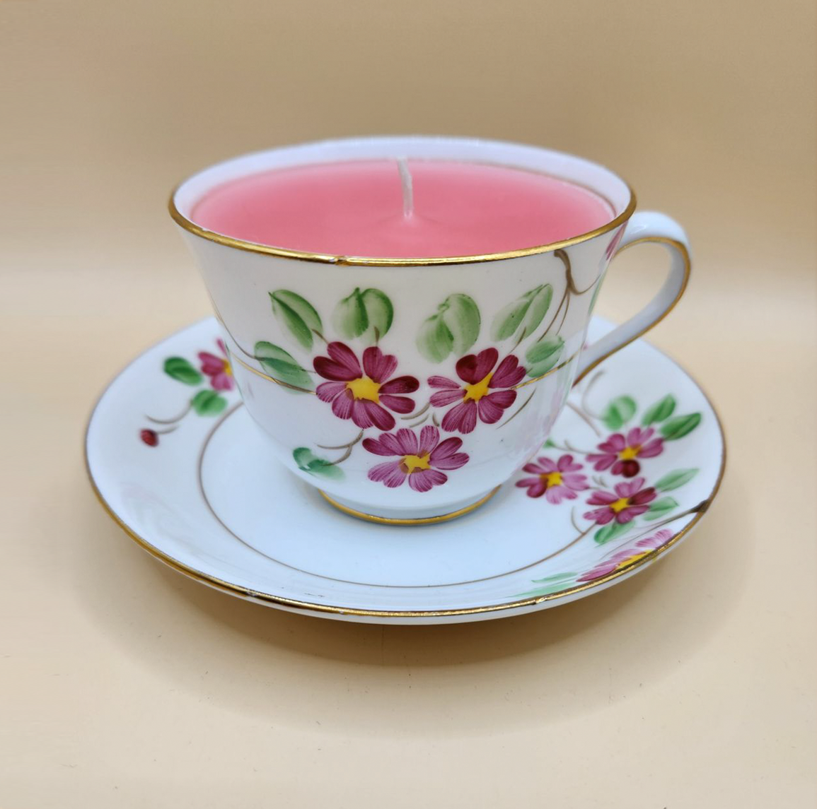 Vintage Floral Teacup Candle