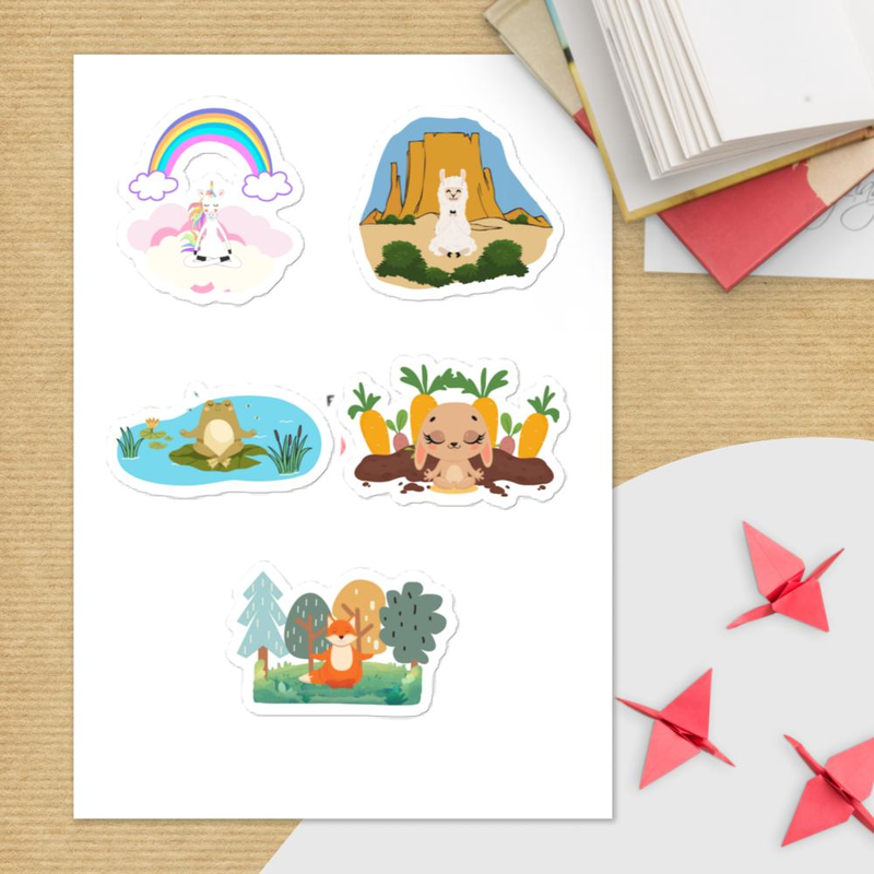 Cute Animal and Fantasy Sticker Sheet