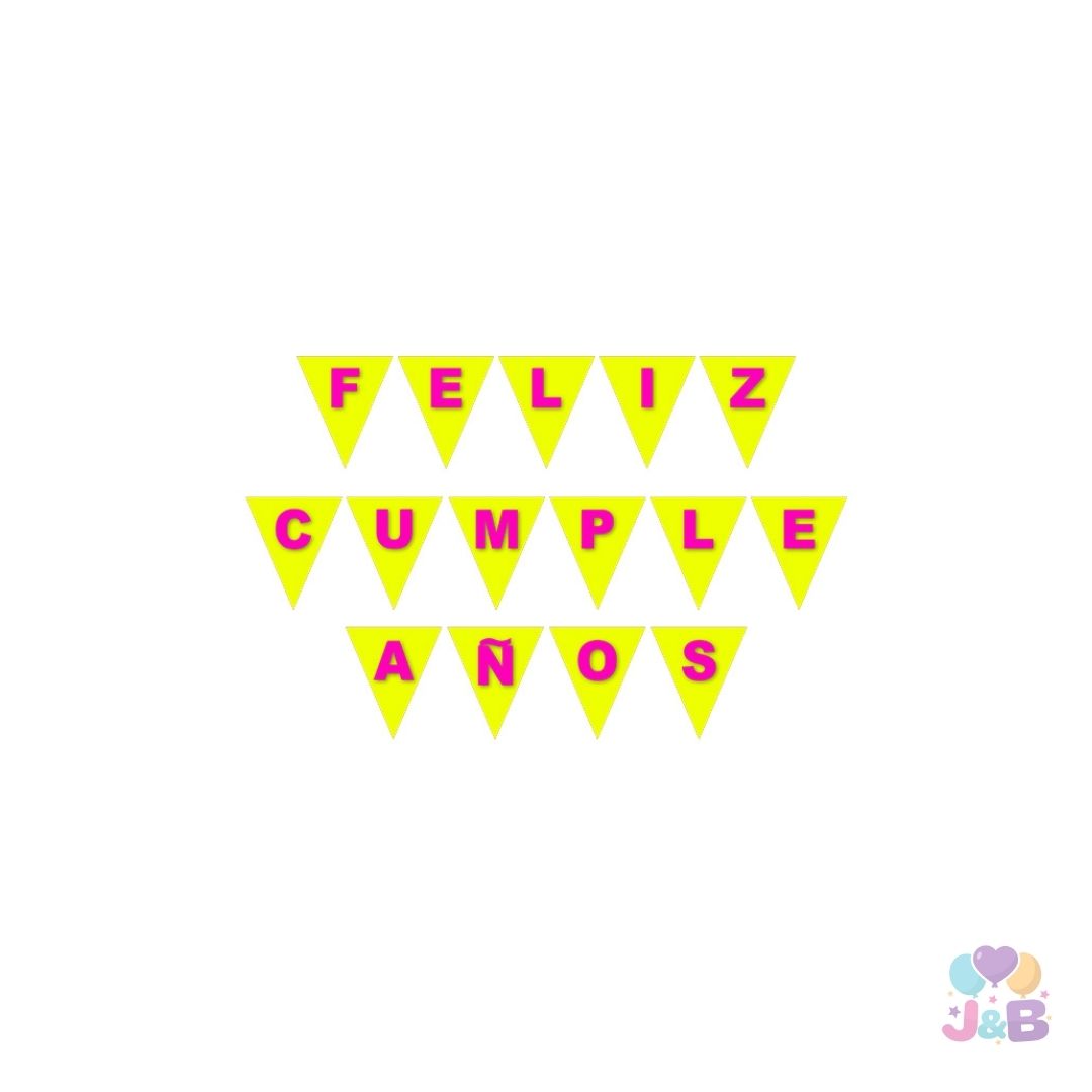 GUIRNALDA BANDERIN 3D FELIZ CUMPLEAÑOS  AMARILLO FLUOR X 1 UNI