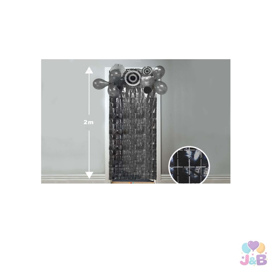 CORTINA METALICA CUADRITOS 1X2M NEGRO