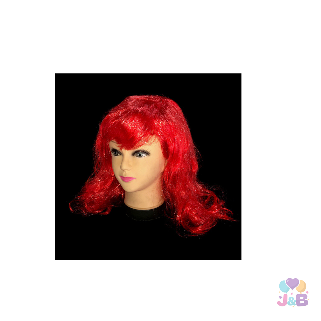 PELUCA CRESPA 60CM 160GR ROJO