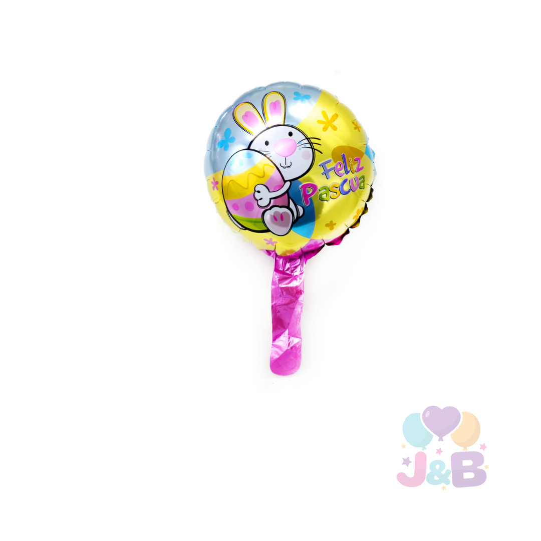 GLOBO METALICO 10 FELIZ PASCUA PASTEL X50UNI