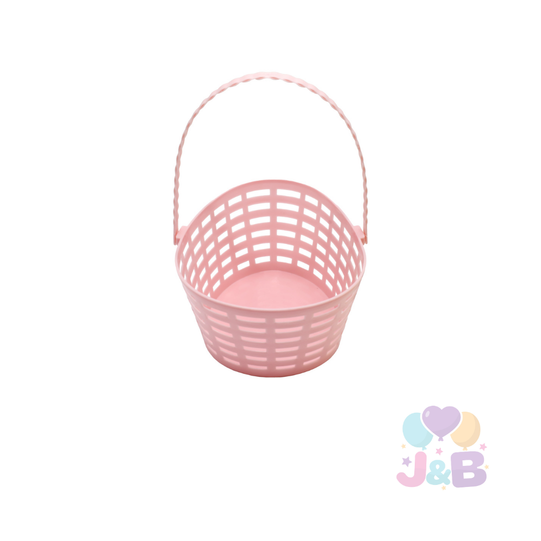 CANASTO PLASTICO HUEVITO 20.3X16.5X9.5CM PASTEL ROSADO X1UNI