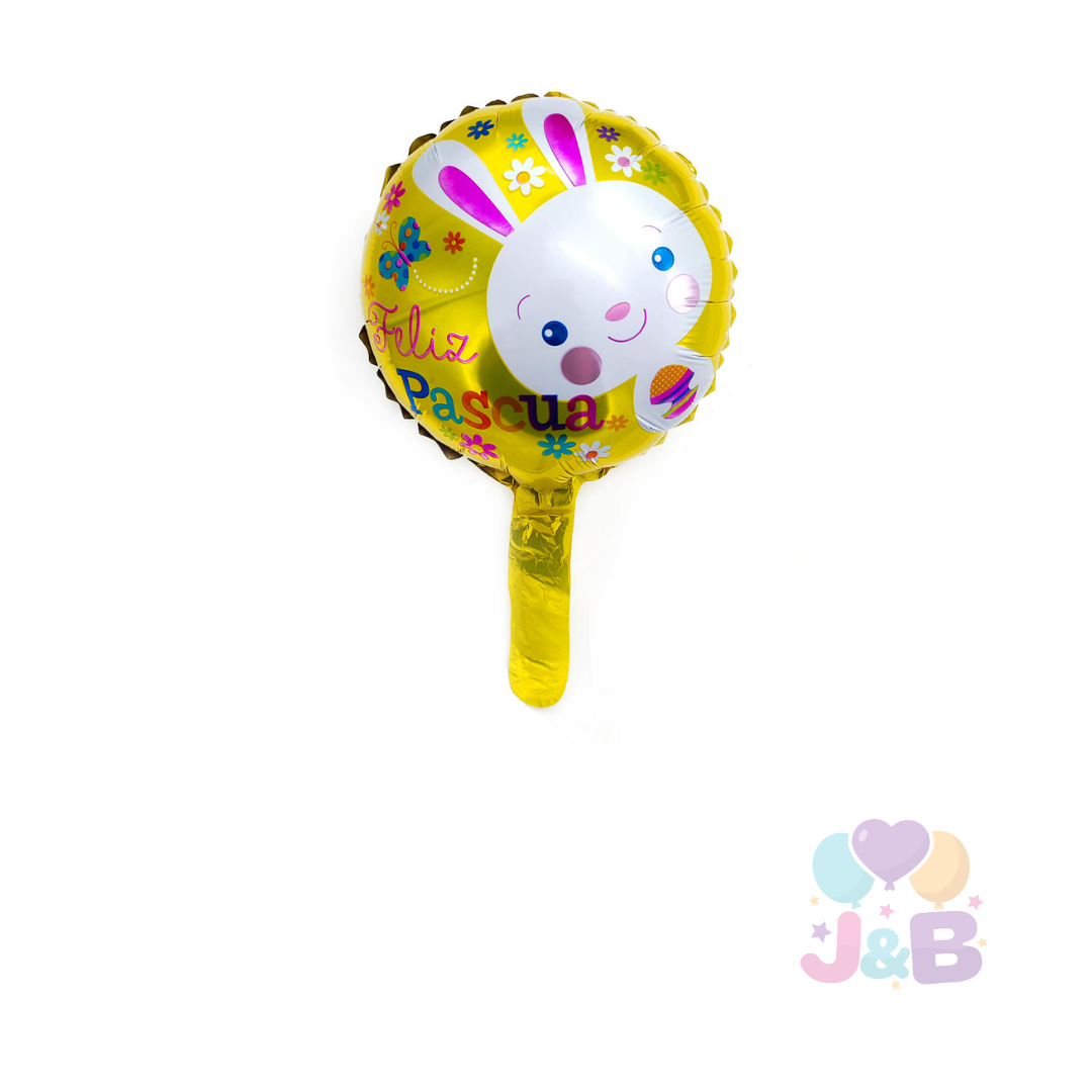 GLOBO METALICO 10 CONEJITO AMARILLO X50UNI