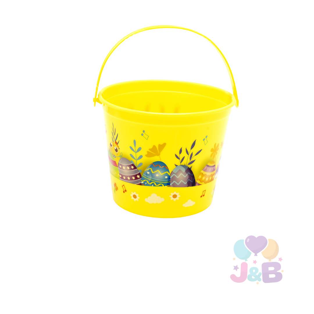 CANASTO PLASTICO 11.5X14.5CM PASCUA PASTEL AMARILLO X1UNI