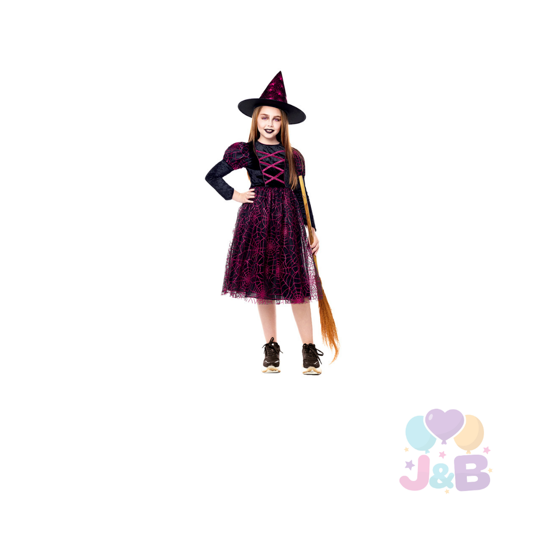 TRAJE BRUJA TELARAÑA FUCSIA