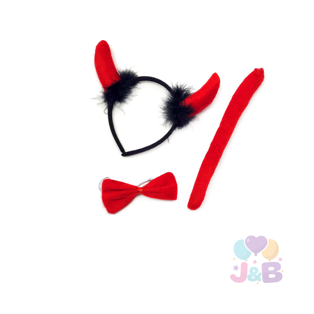 SET 3 PIEZAS CINTILLO DIABLO PELO NEGRO X 1 UNI