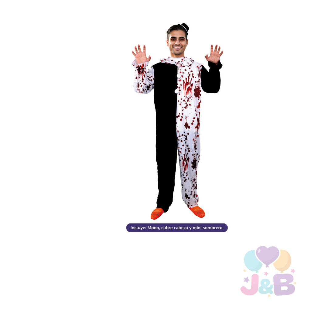 TRAJE BLANCO Y NEGRO PAYASO