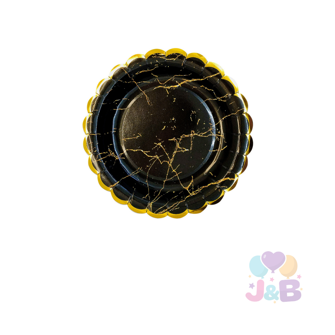 PLATO 7 CARTON MARMOLEADO NEGRO, BLANCO O ROSADO X6UNI MISMO COLOR