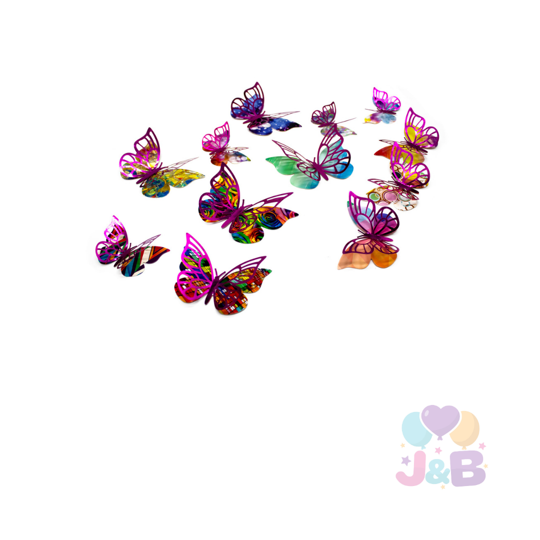 DECO MARIPOSAS COLORES MIX X12 UNI