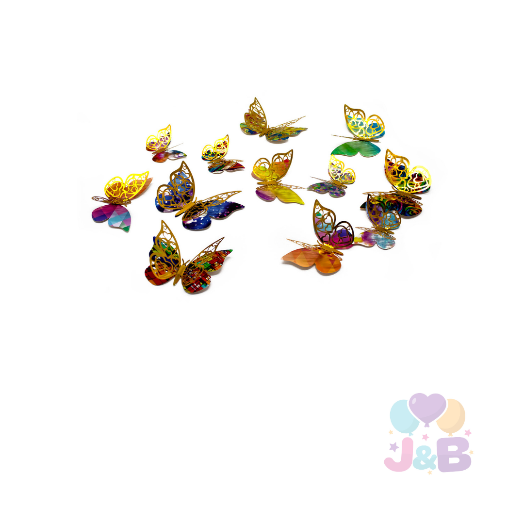 DECO MARIPOSAS COLORES MIX X12 UNI
