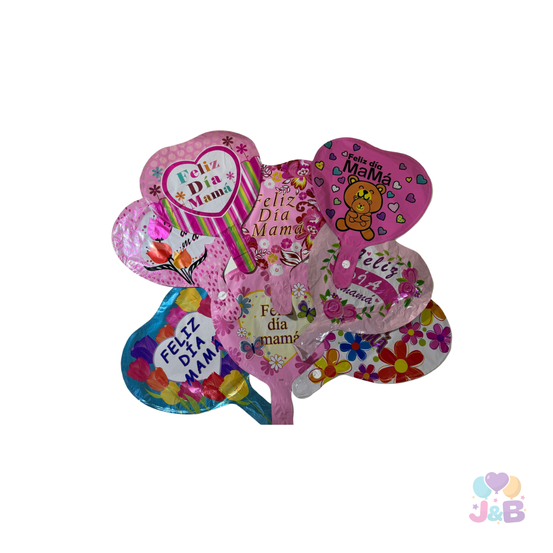 GLOBO METALICO 10 PULGADAS FELIZ DIA MAMA CON VARILLA