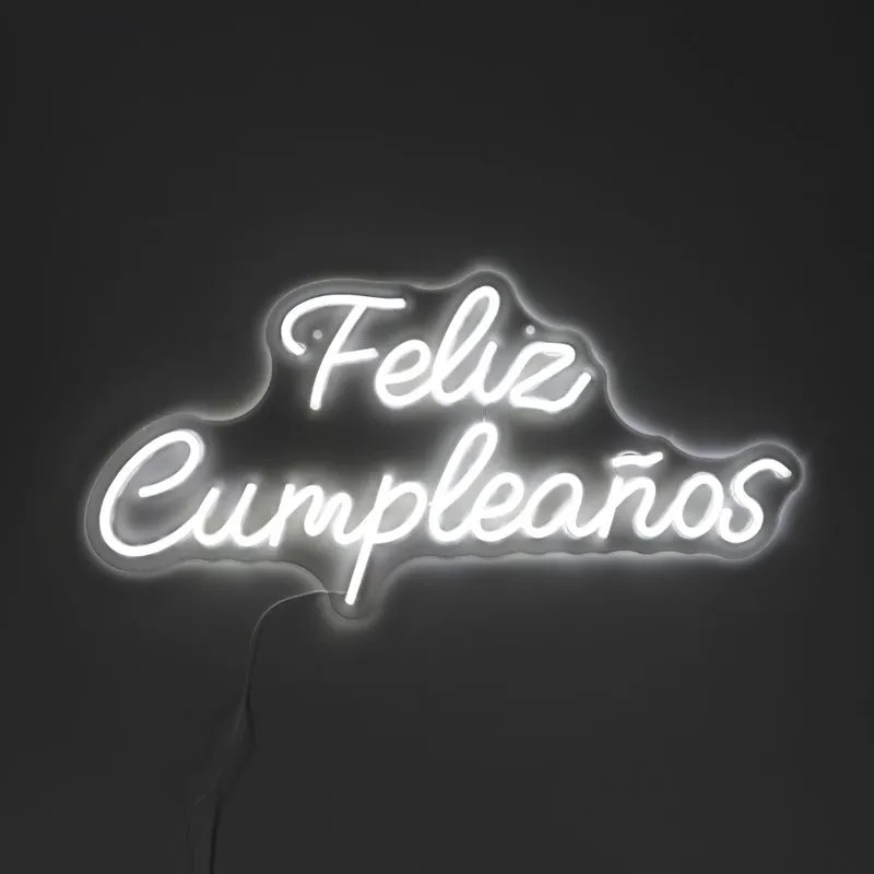 LETRERO LED NEON FELIZ CUMPLEAÑOS 70*30 COLOR BLANCO