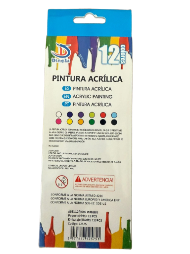 Pintura Acrílica 12 Colores Dingli