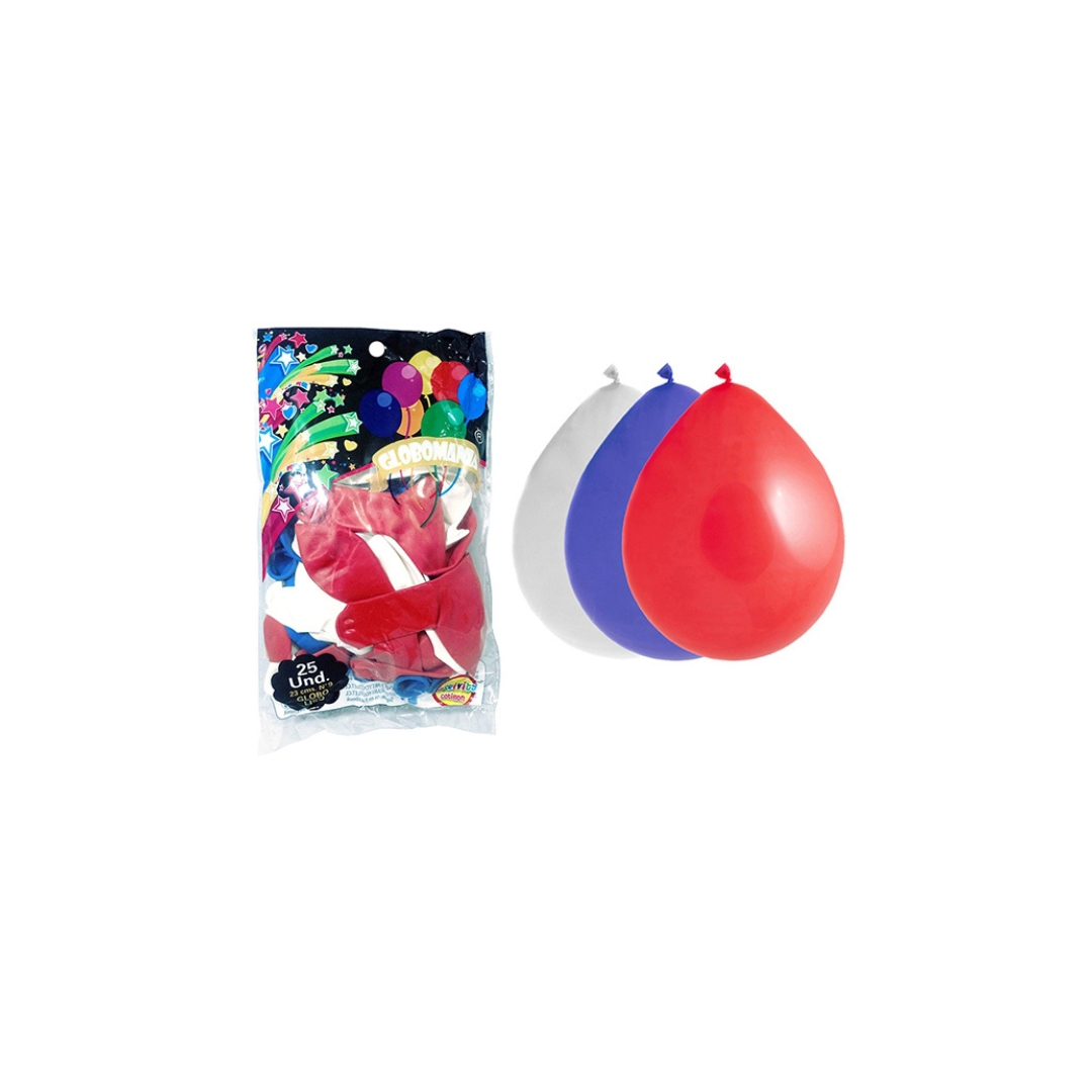 GLOBO N9 BLANCO AZUL Y ROJO