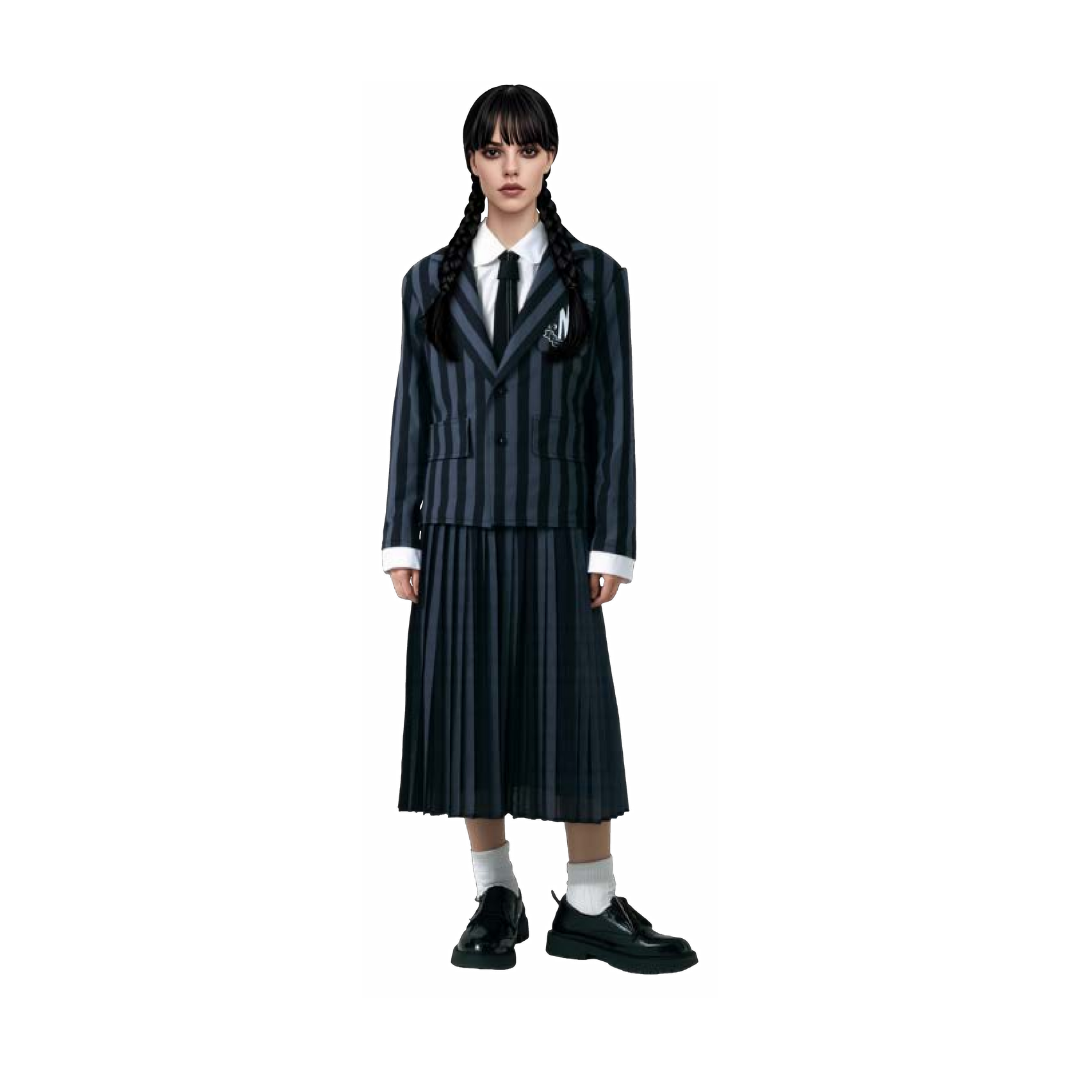 TRAJE MERLINA ESCOLAR NEVERMORE WEDNESDAY NUNCA MAS