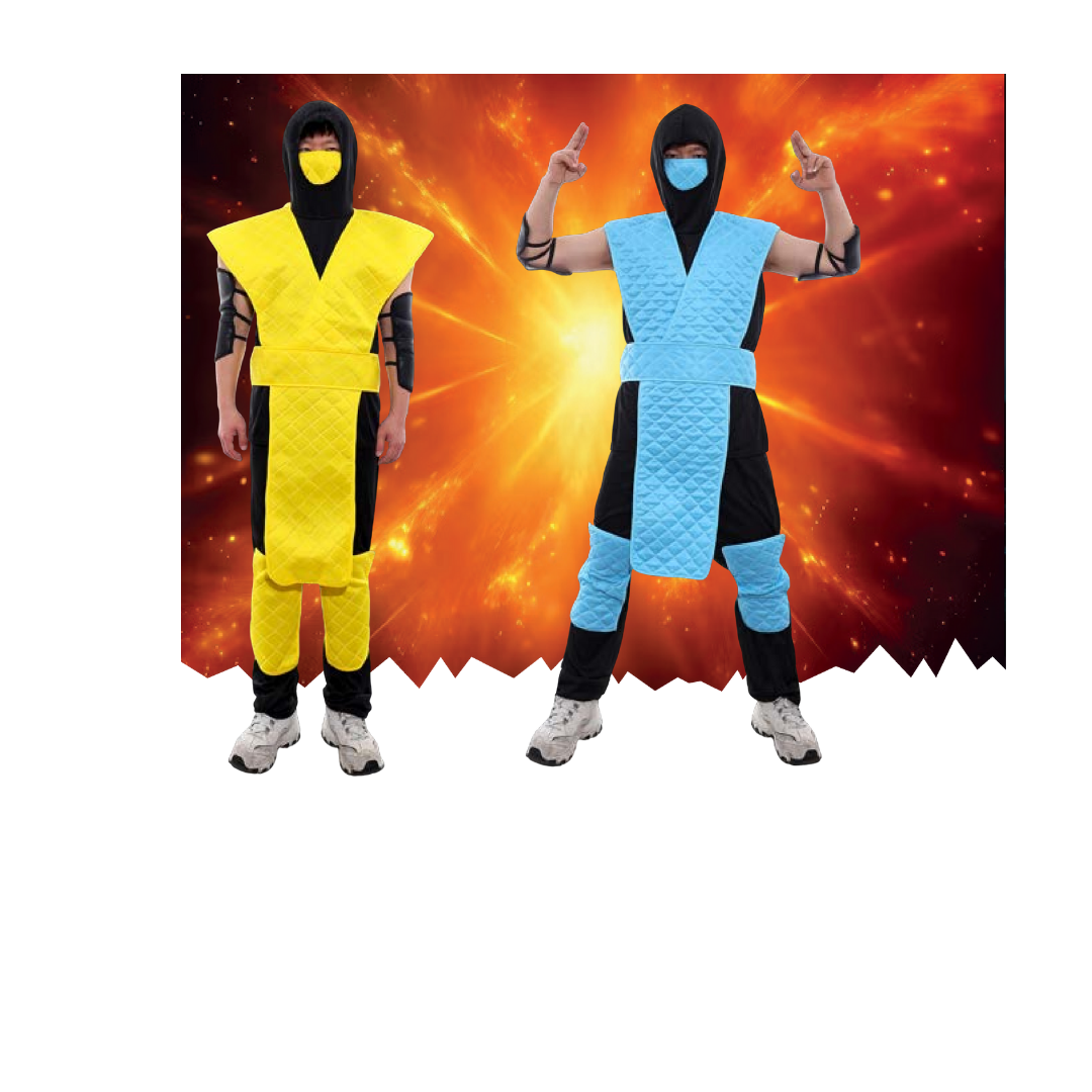 Scorpion Mortal Kombat Niño/adulto Cosplay Amarillo/Celeste