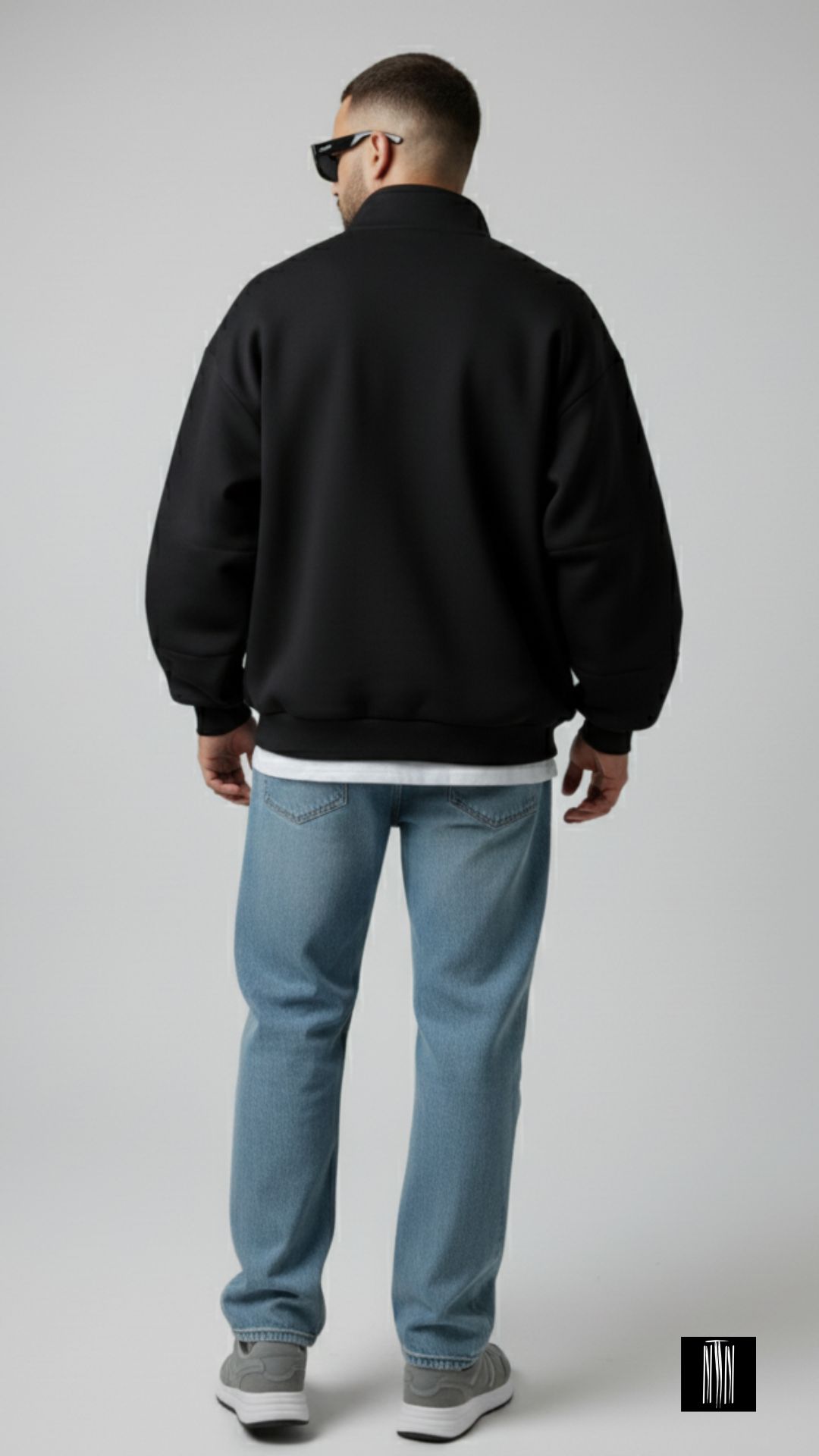 Black Chapter Oversized Half-Zip Sweater – Unisex Minimal Streetwear by Thread Muse