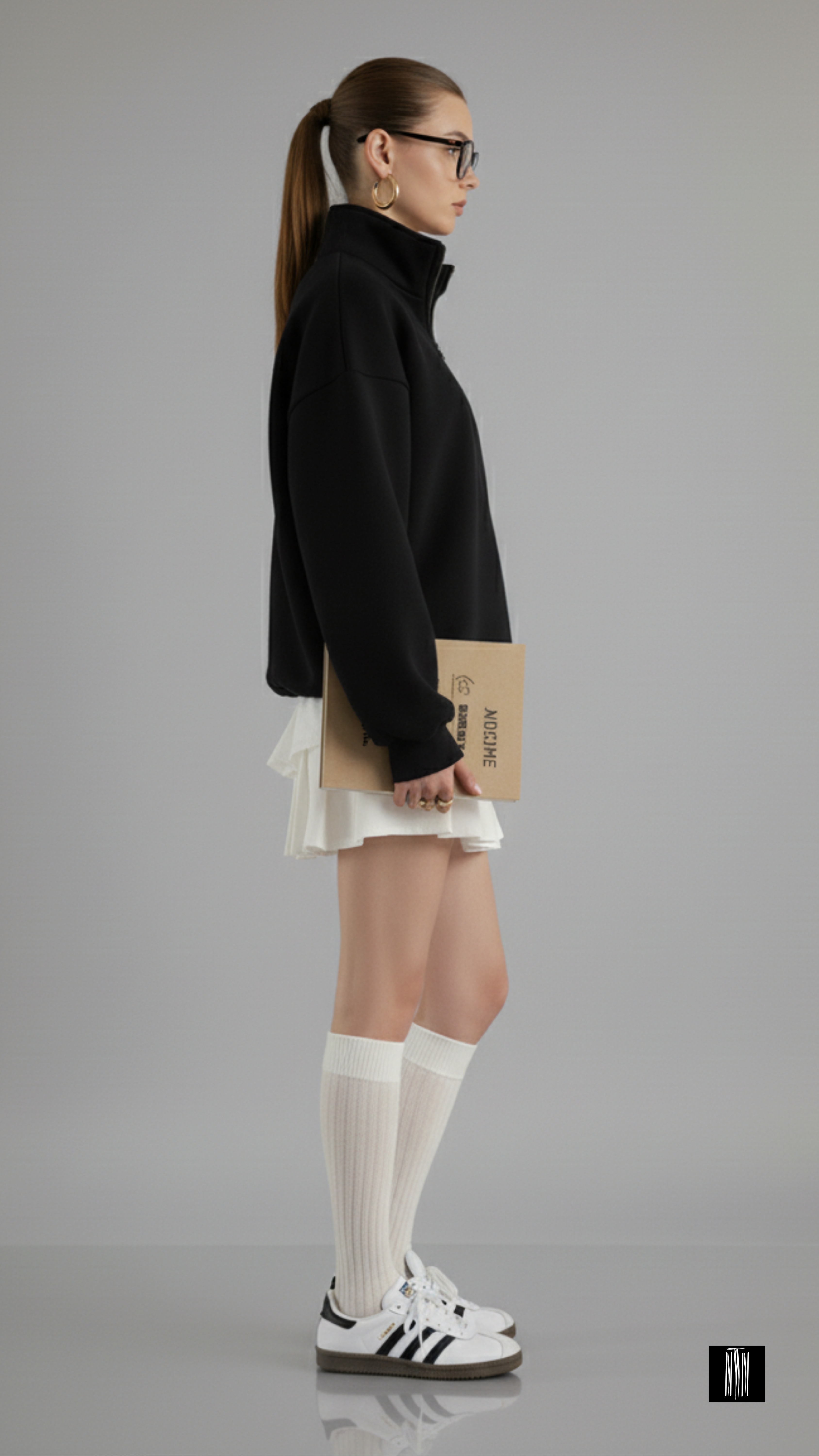 Black Chapter Oversized Half-Zip Sweater – Unisex Minimal Streetwear by Thread Muse