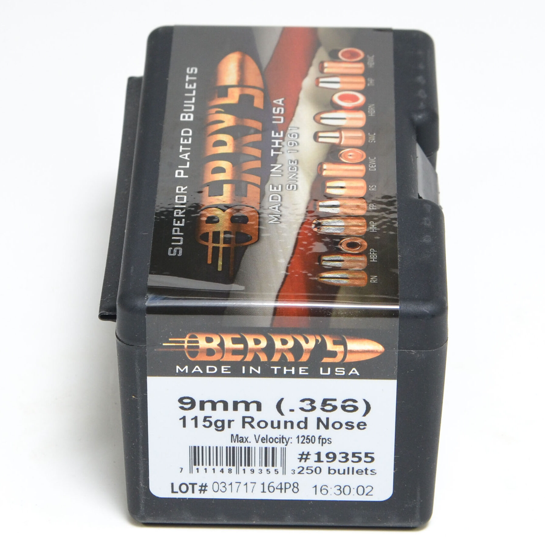 9mm (.356) 115gr Round Nose