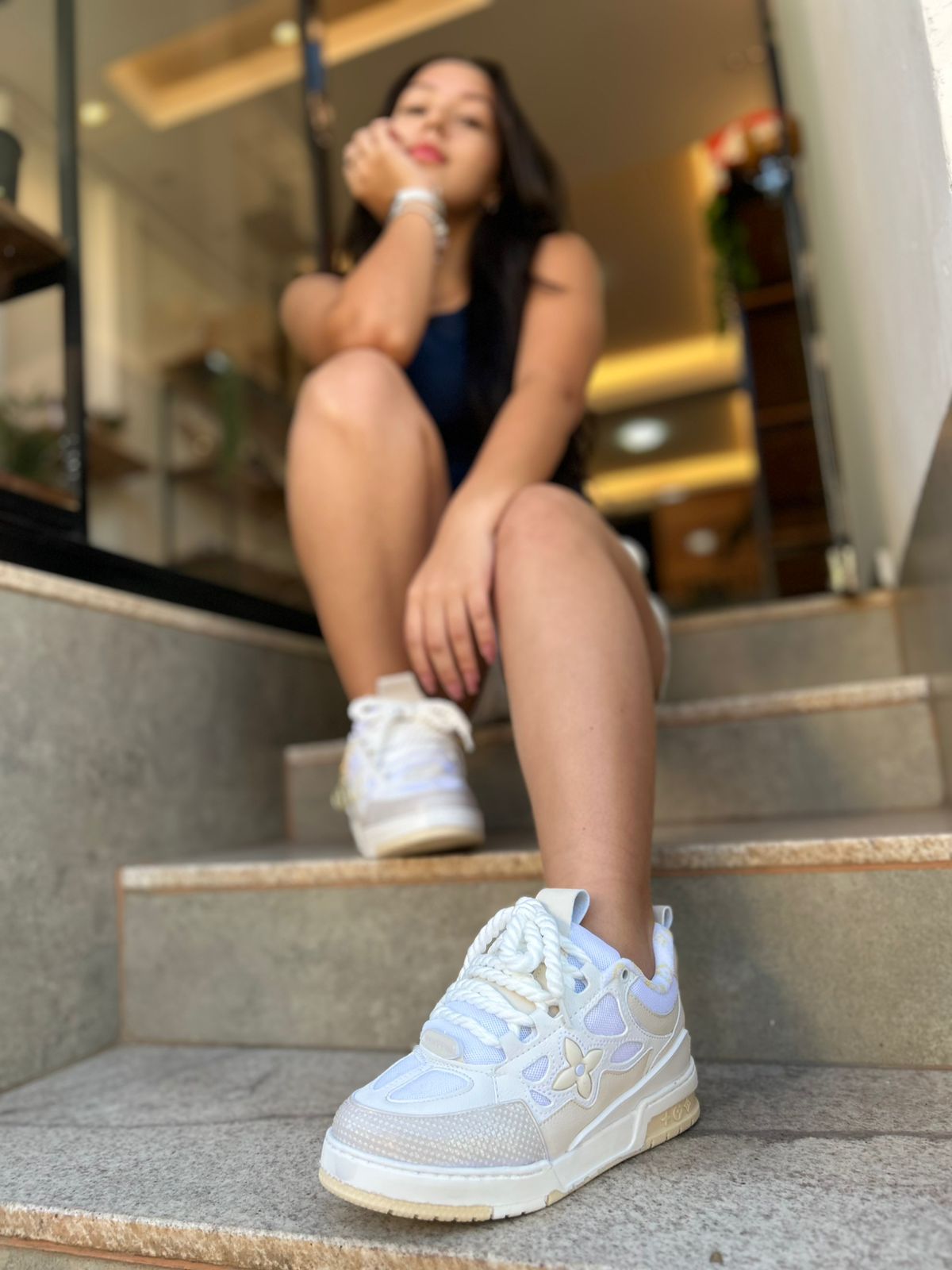 Tênis LV SKATE Bege/Branco