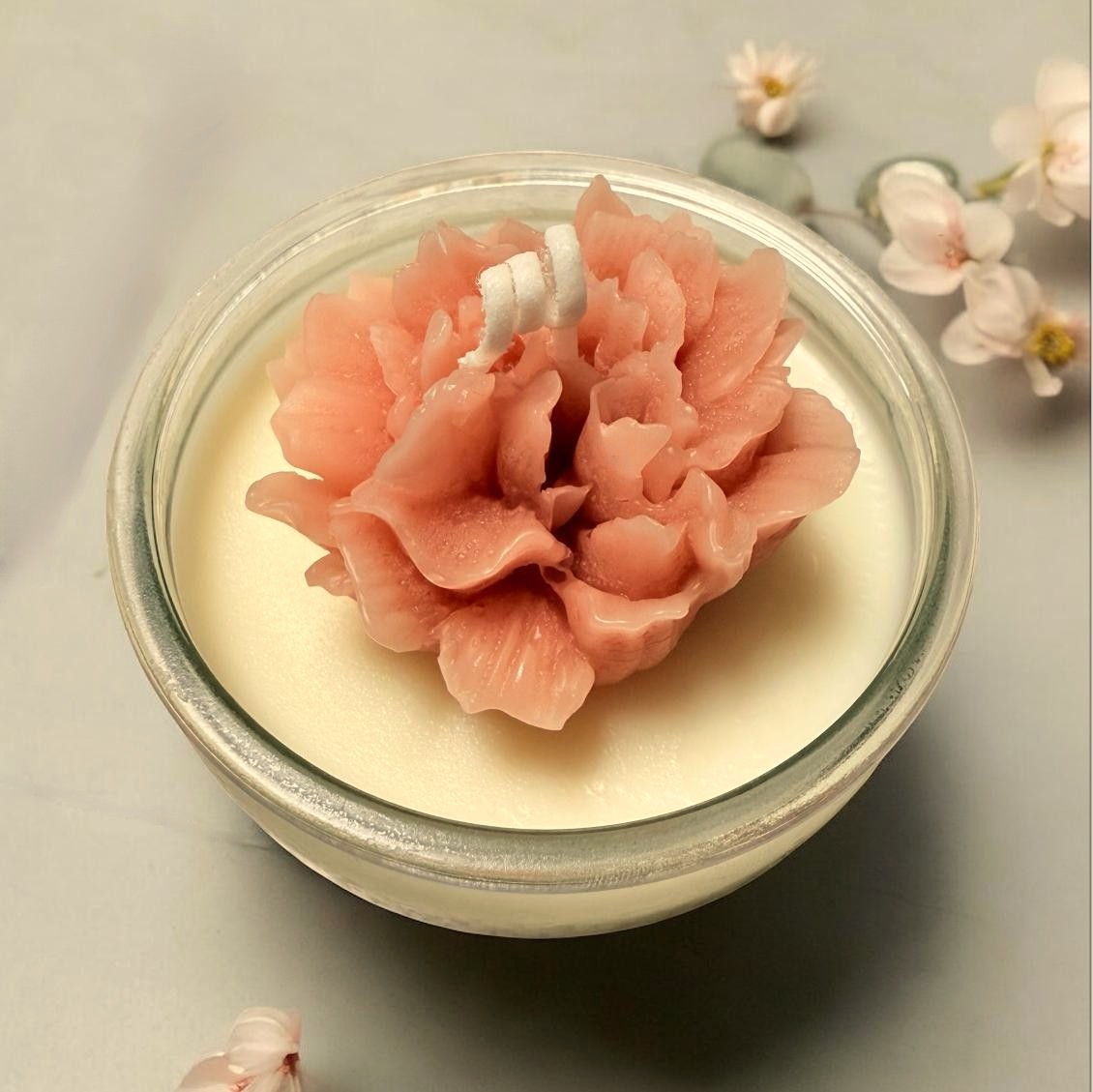 Hand-Poured Soy Candle – Vanilla & White Musk | Floral Jar Candle