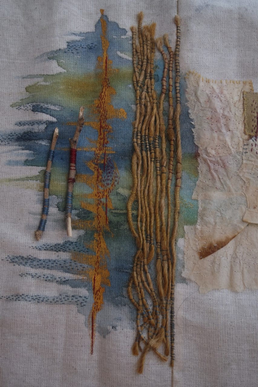 Experimentación en acuarela y bordado 