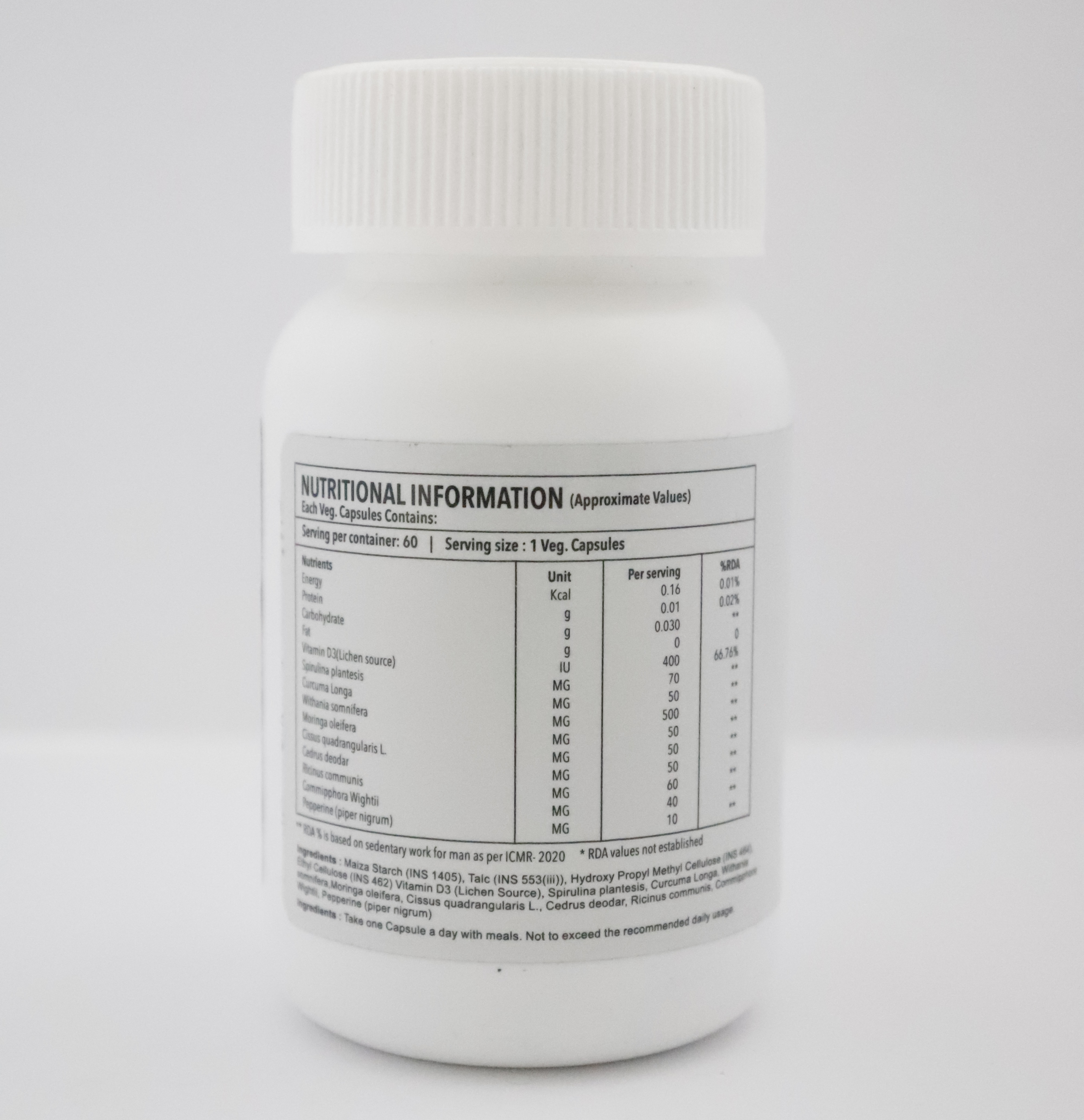 Natural Indian Herbal Supplement for Joint Support & Immune Health - 60 Veg Capsules