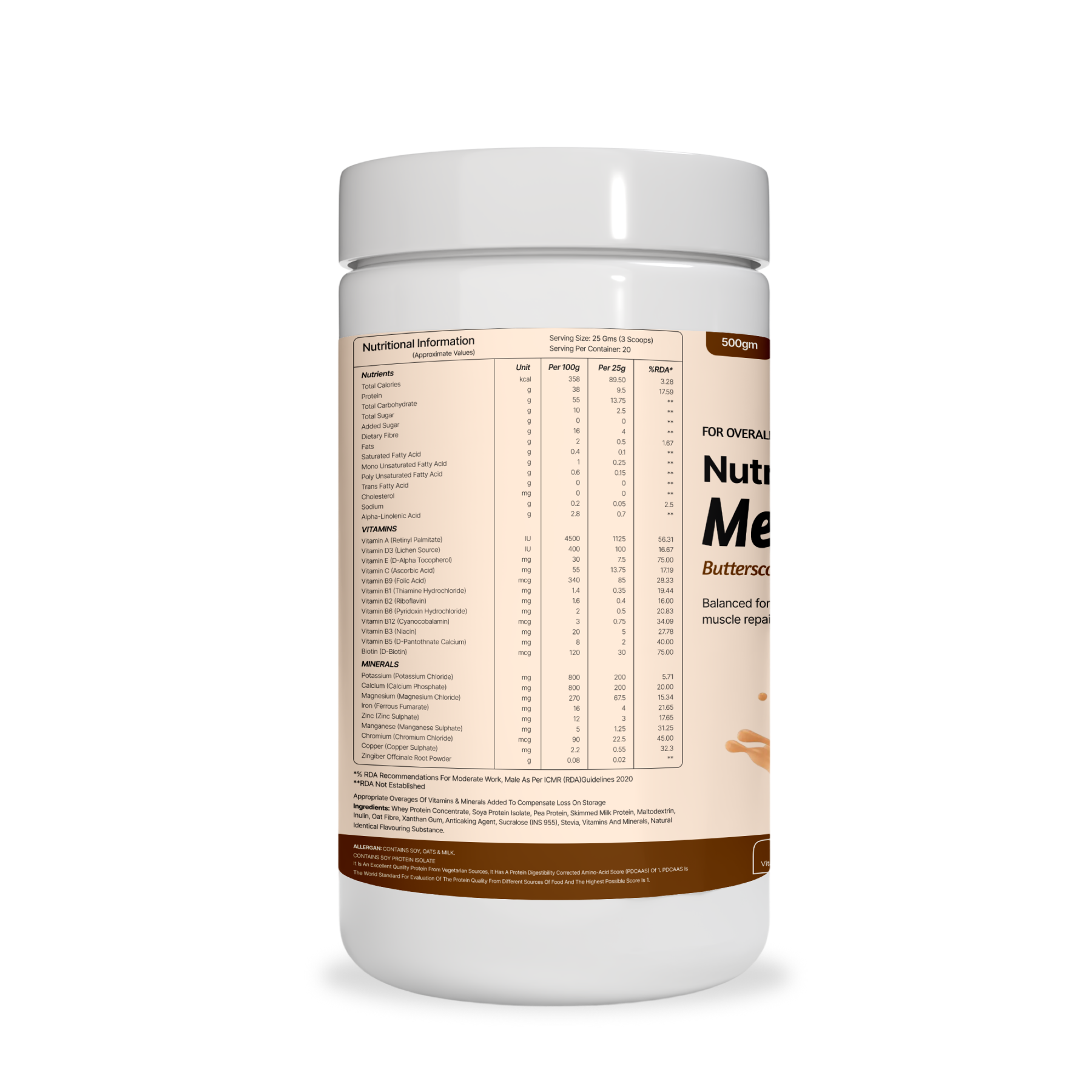 Butterscotch – Premium Nutritional Meal Shake | 500g | High Protein | No Added Sugar | Premium Protein Store
