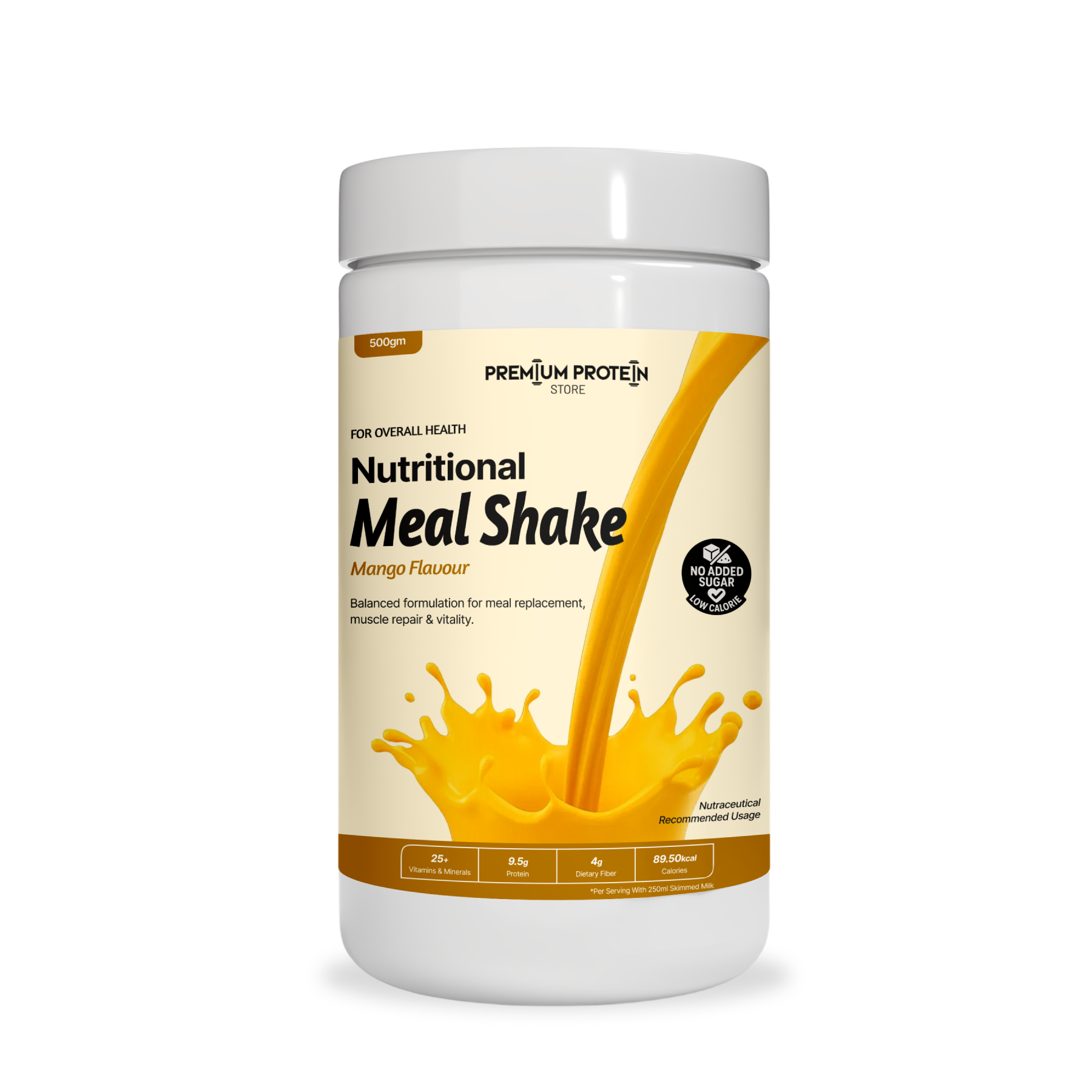 Premium Nutritional Meal Shake (No Sugar, 500g) | Delicious Mango Flavor Nutraceutical Drink Mix By Premium Protein Store