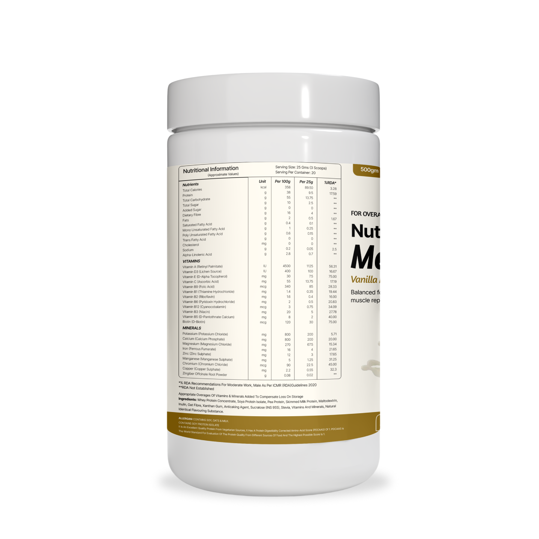 Vanilla – Premium Nutrition Shake Mix (500g) | Sugar-Free | High Protein | Premium Protein Store