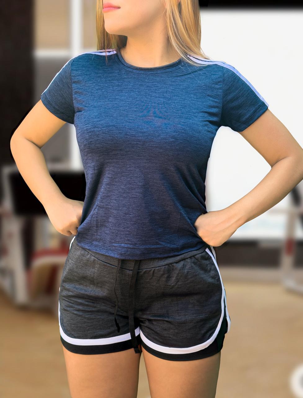 Conjunto Deportivo Pantaloneta con licra + camiseta Deportiva