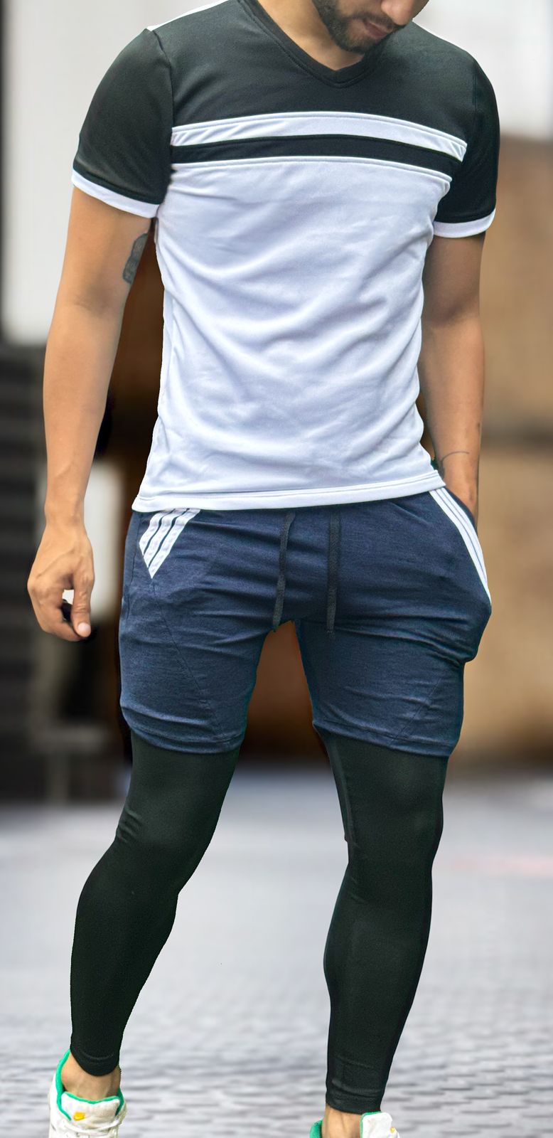 Conjunto deportivo Pantaloneta con licra Larga + camiseta deportiva 