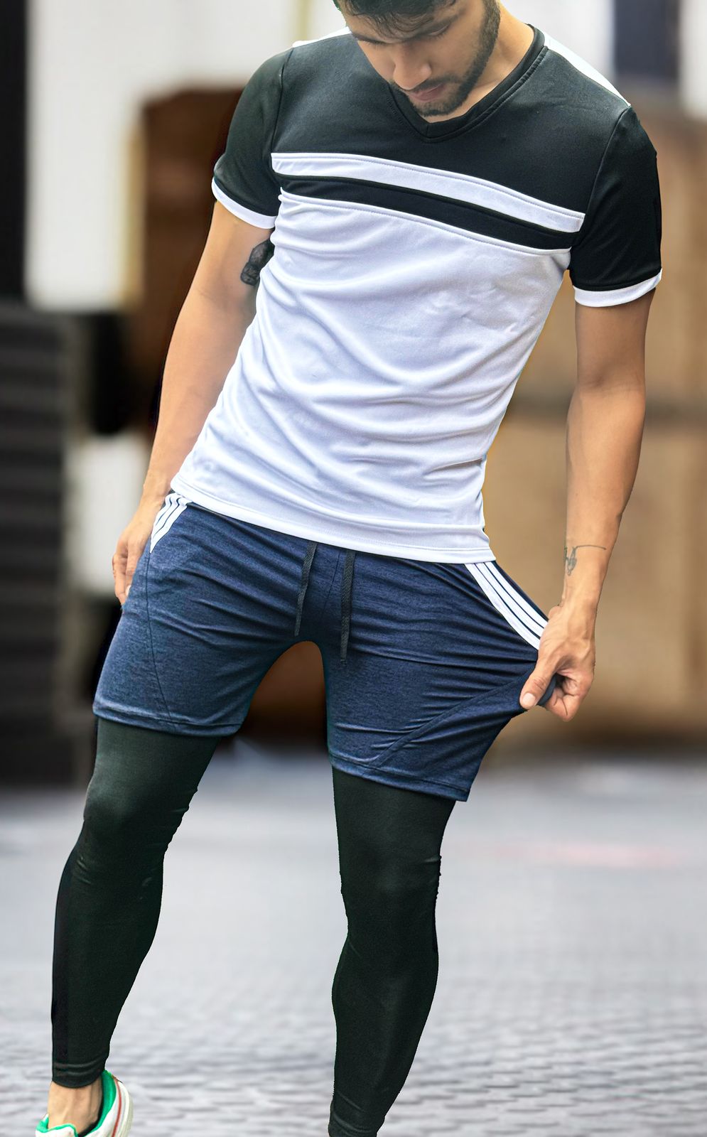 Conjunto deportivo Pantaloneta con licra Larga + camiseta deportiva 