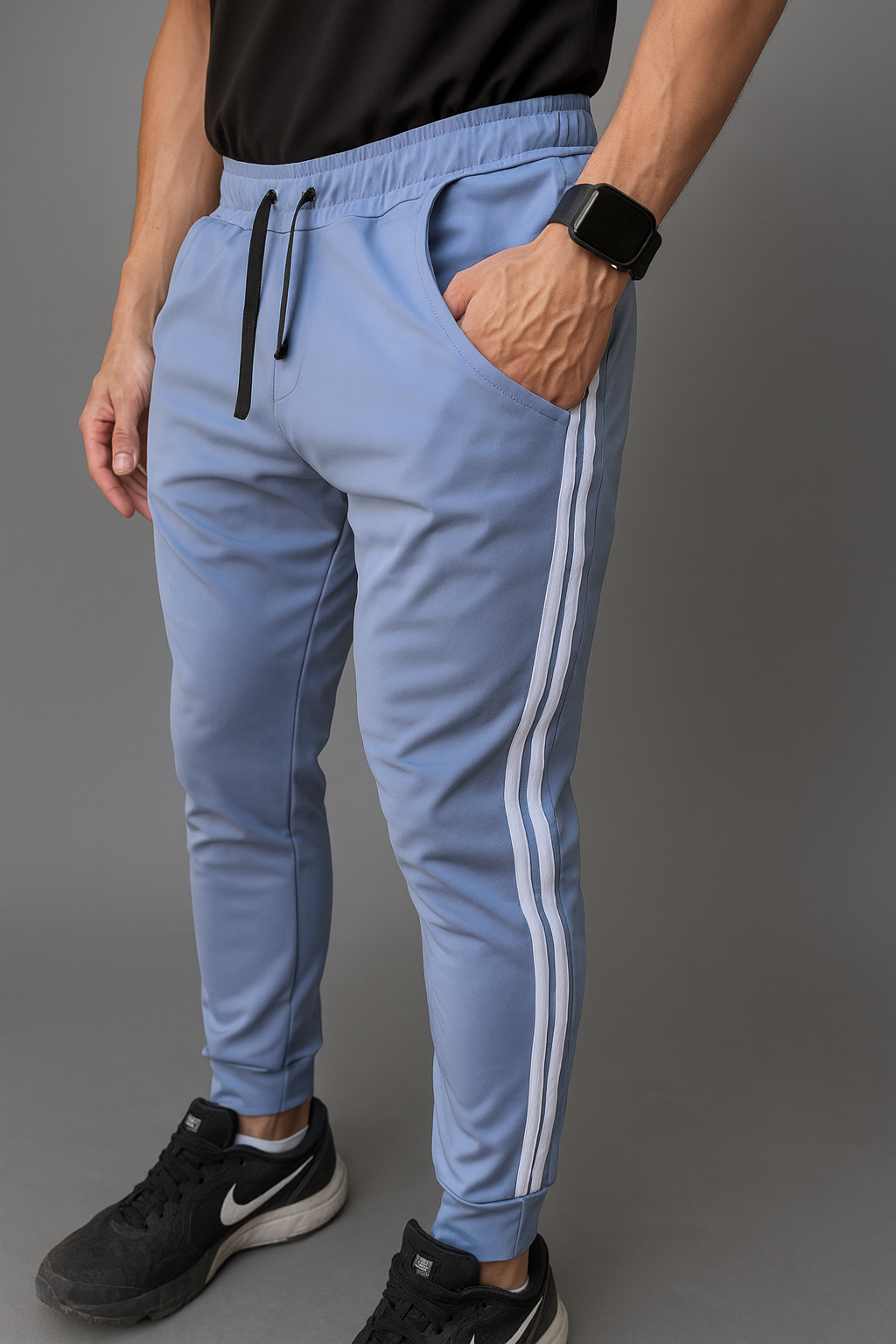 Sudadera 2 Rayas Deportiva Slim fit Azul