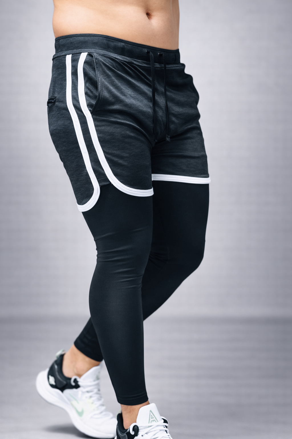 Pantaloneta Con Licra Larga 2 Rayas Slim fit Premium