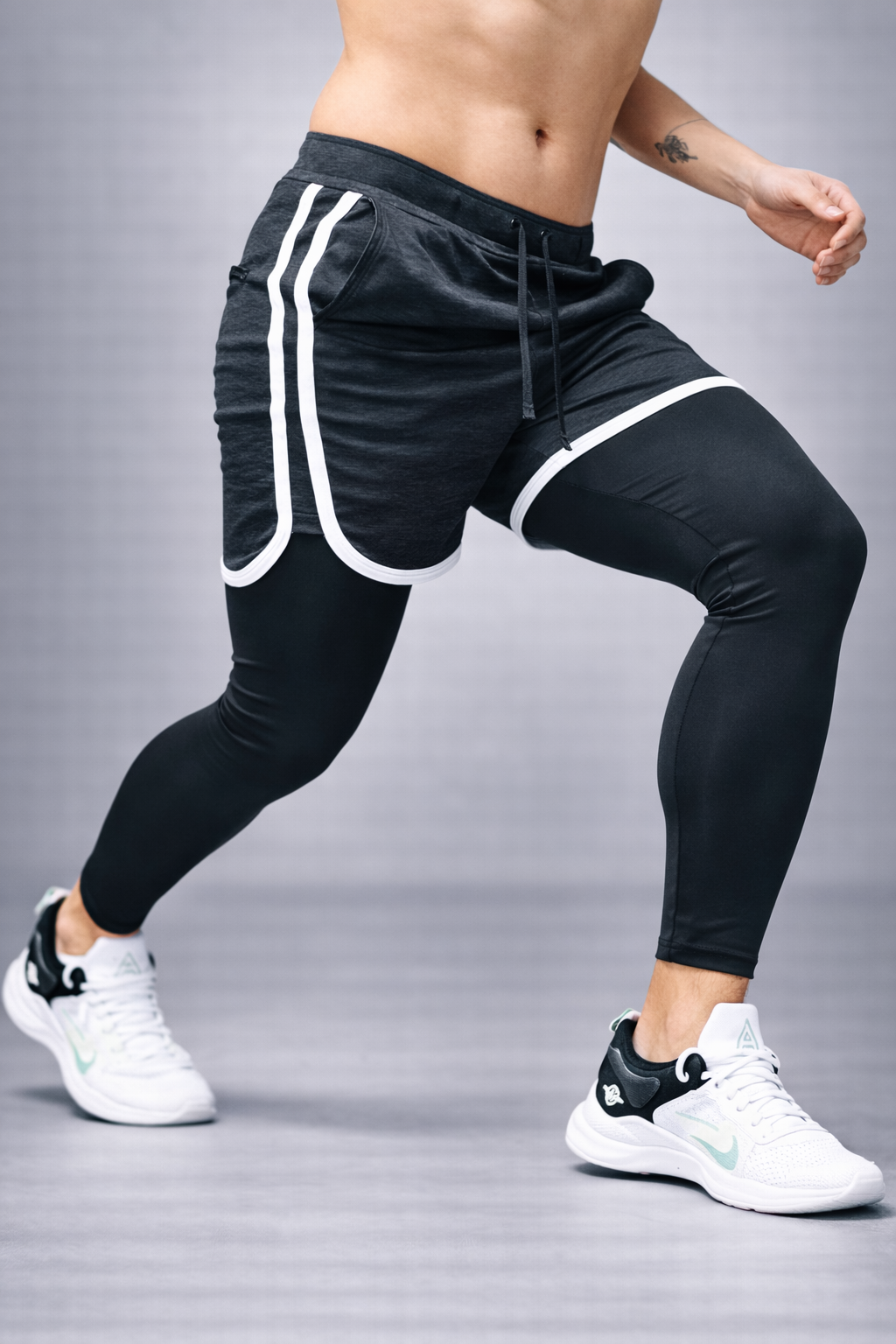 Pantaloneta Con Licra Larga 2 Rayas Slim fit Premium