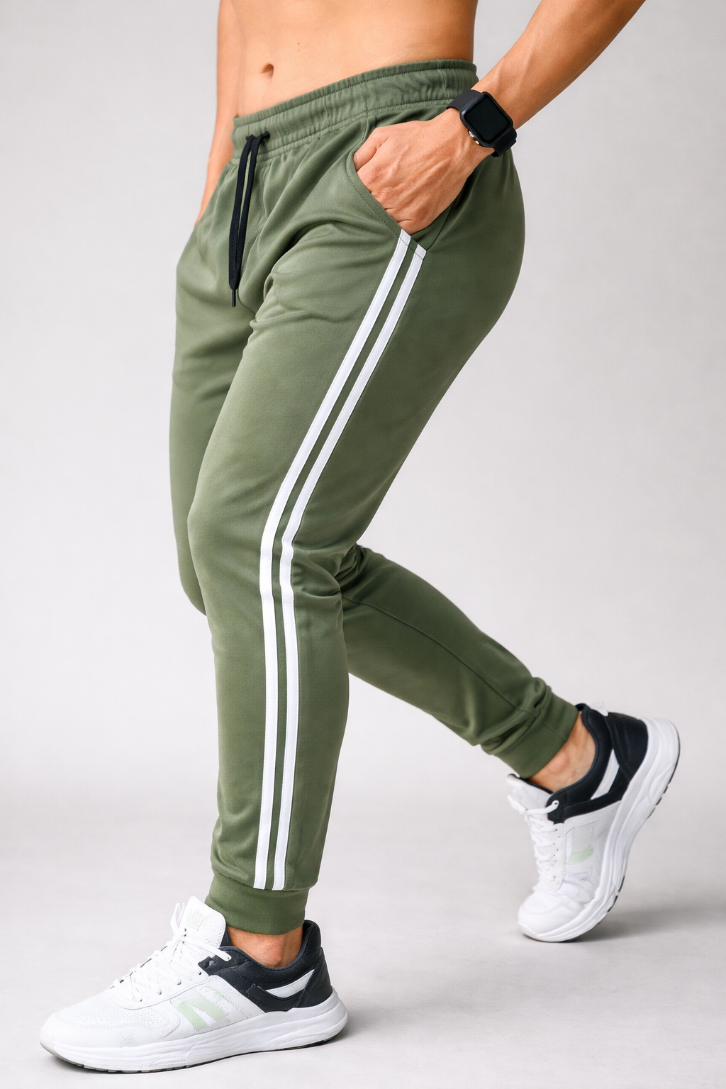 Sudadera 2 Rayas Deportiva Slim fit Verde 