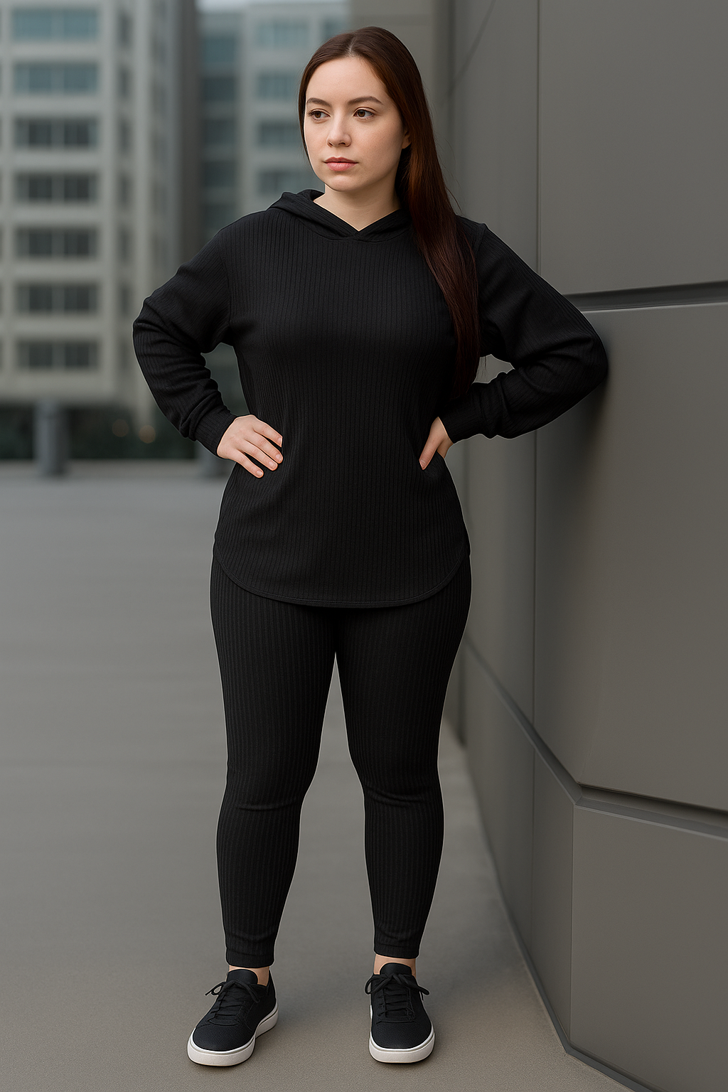 Conjunto Casual Dama Pantalon + Camibuzo capucha Beige