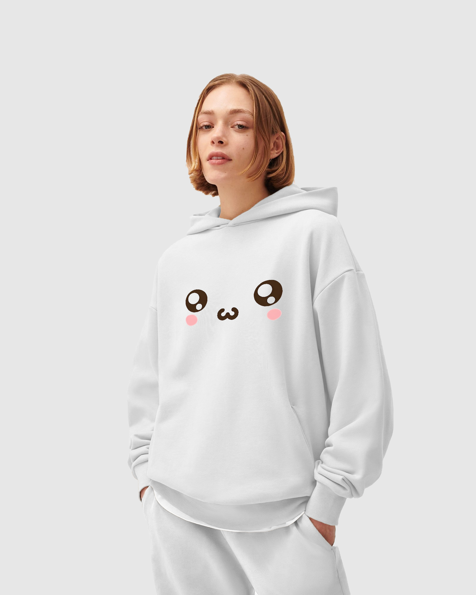 Kawaii Face White Hoodie
