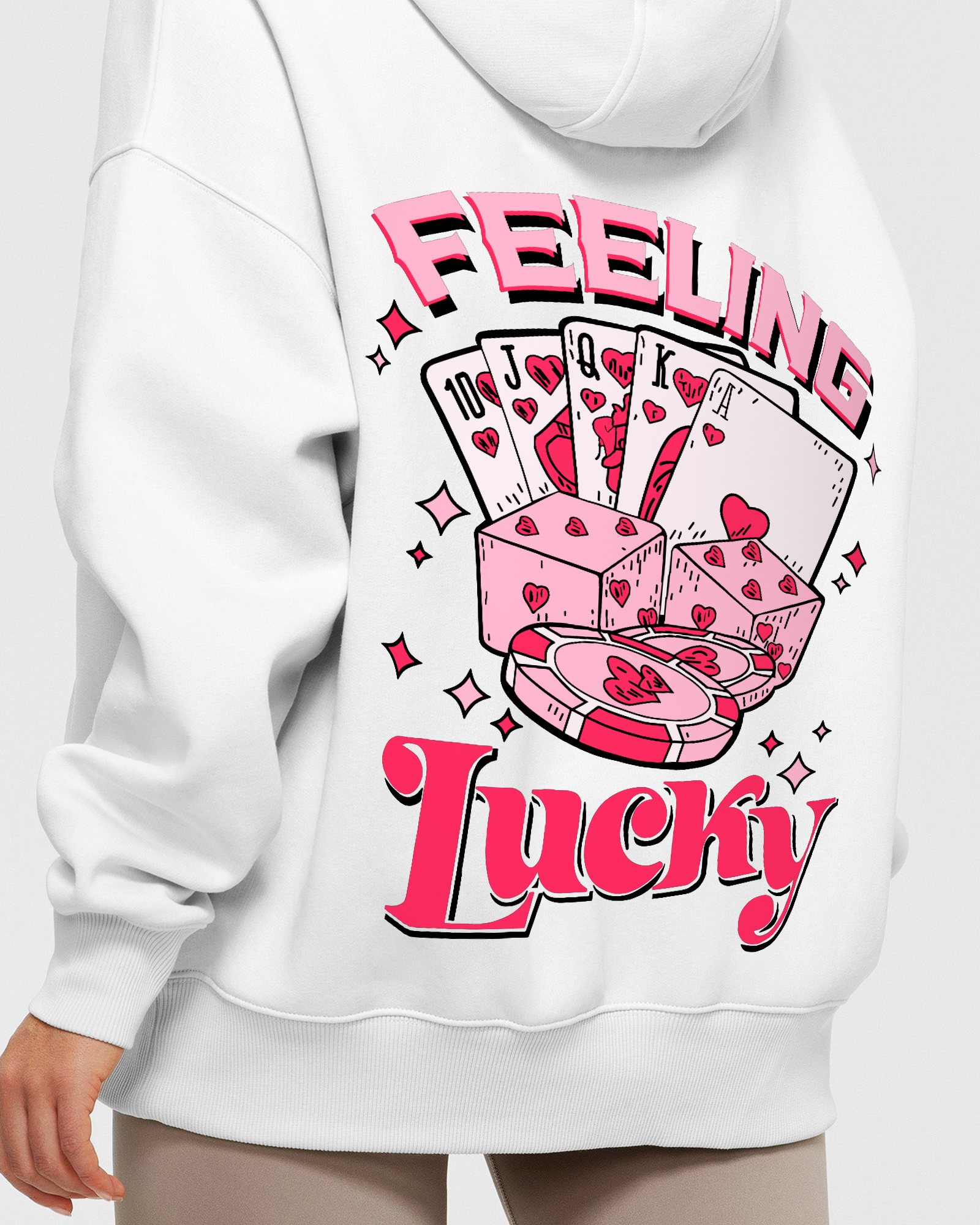 Feeling Lucky White Hoodie