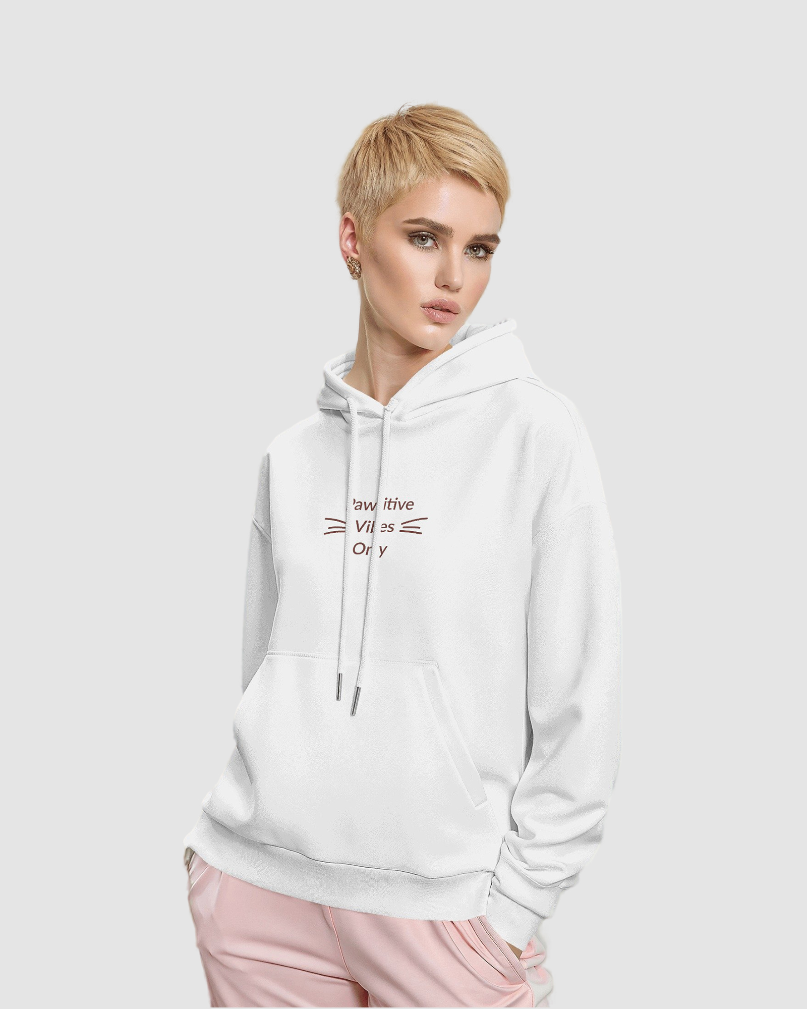 Pawsitive Kittie White Hoodie