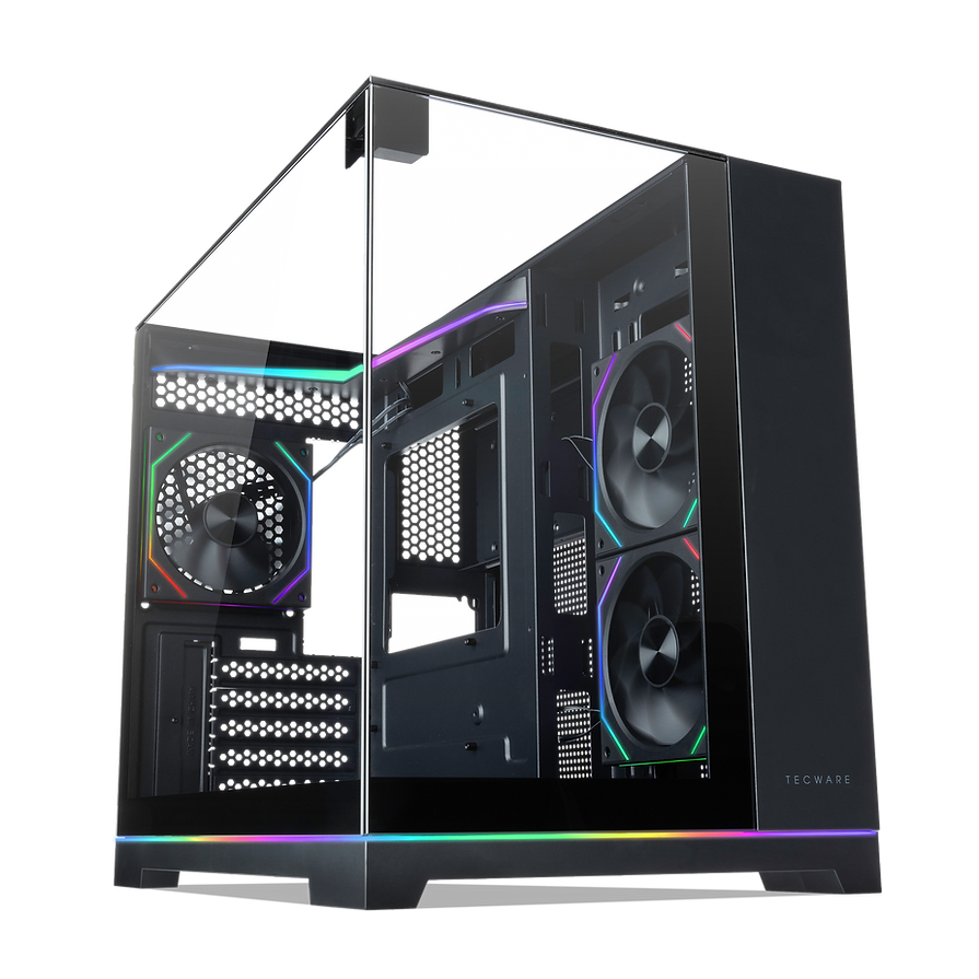 TECWARE VX PRISM M TRIPLE TEMPERED GLASS MATX CASE – DUAL CHAMBER, INCLUDES 3X ARGB FANS